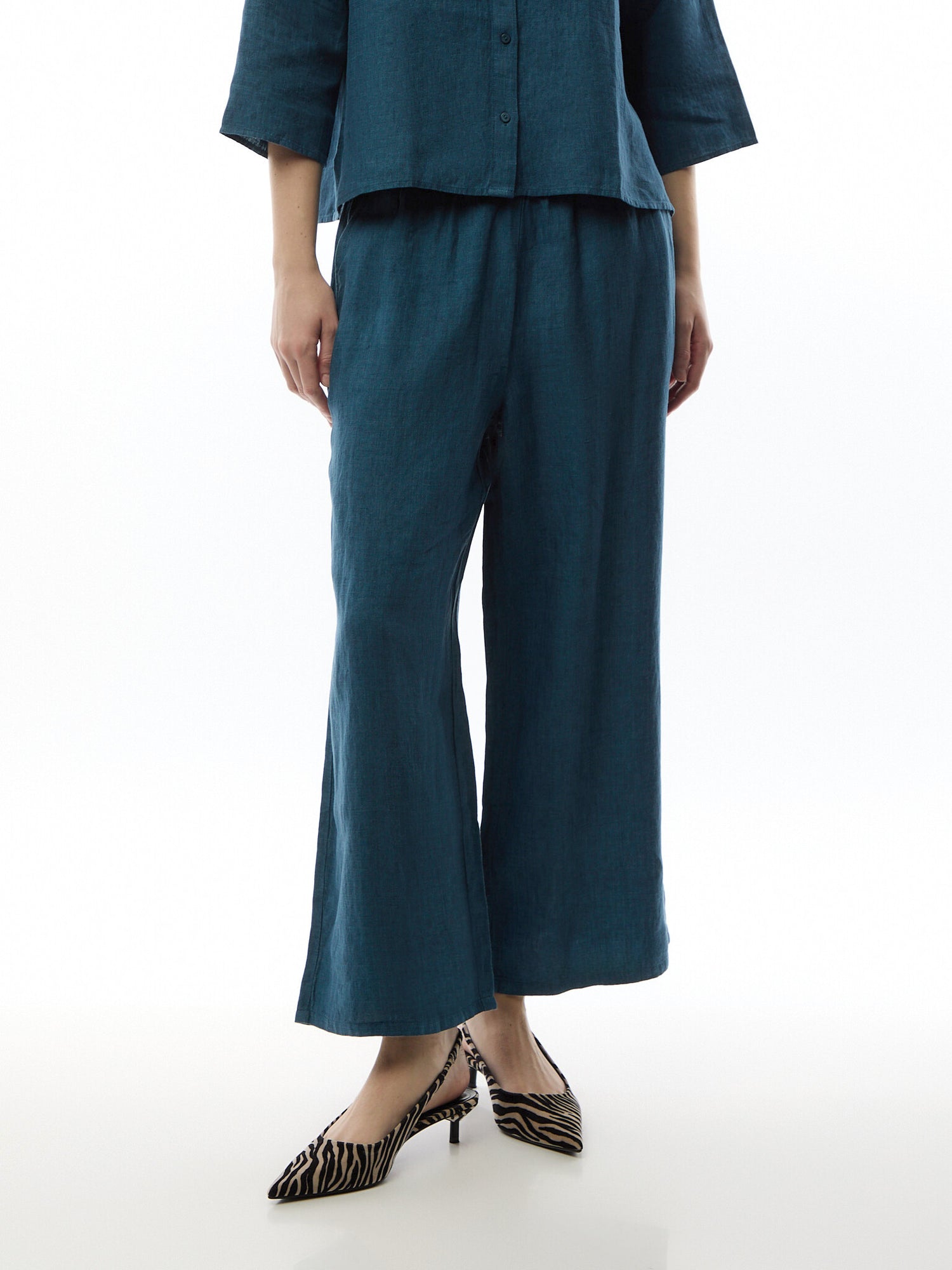 Wide Leg Cropped Pant Linen