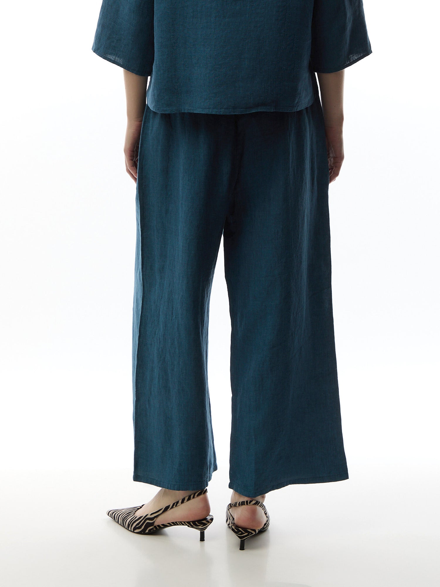 Wide Leg Cropped Pant Linen