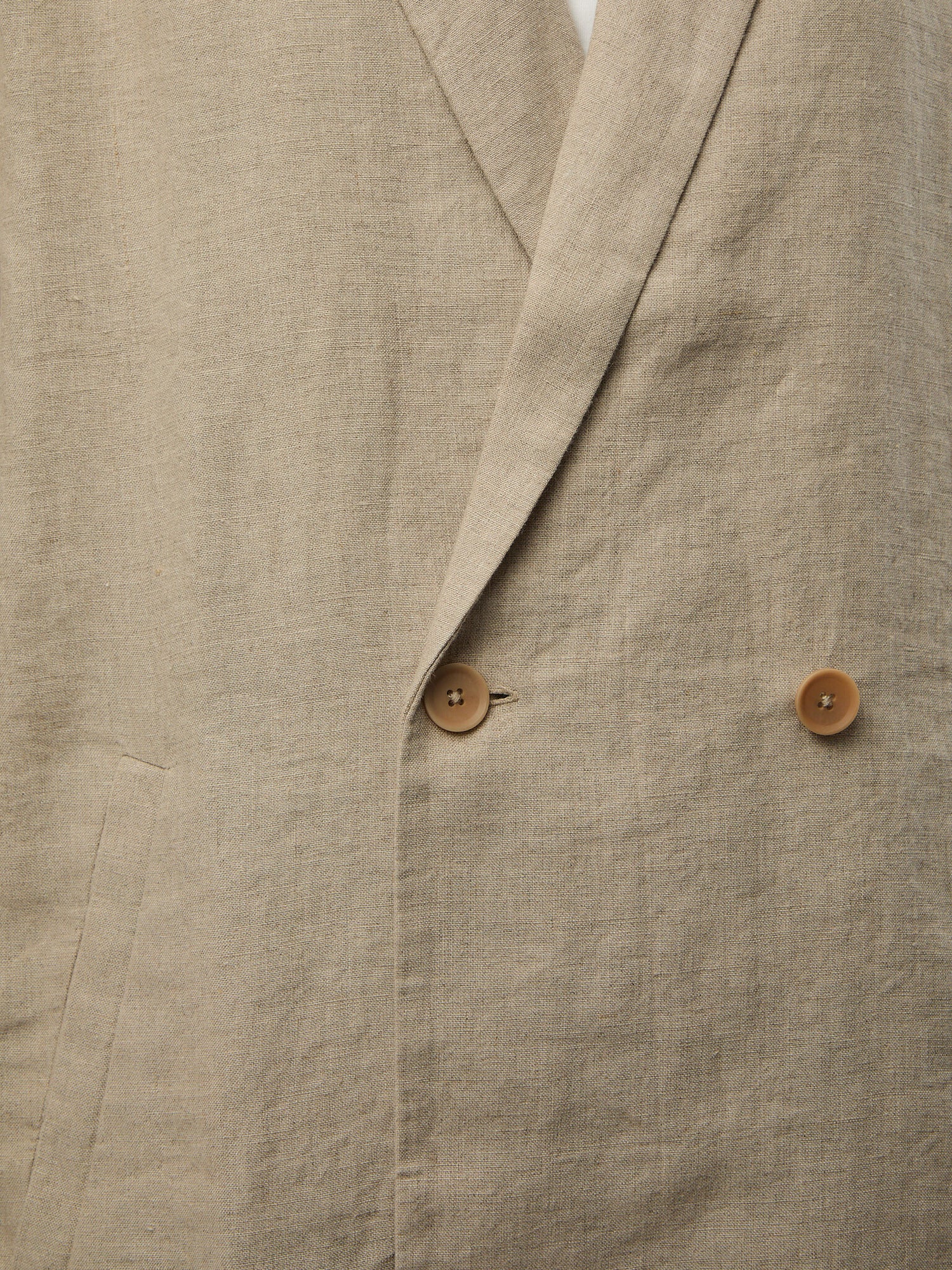 Notch Collar Double-Breasted Long Blazer linen