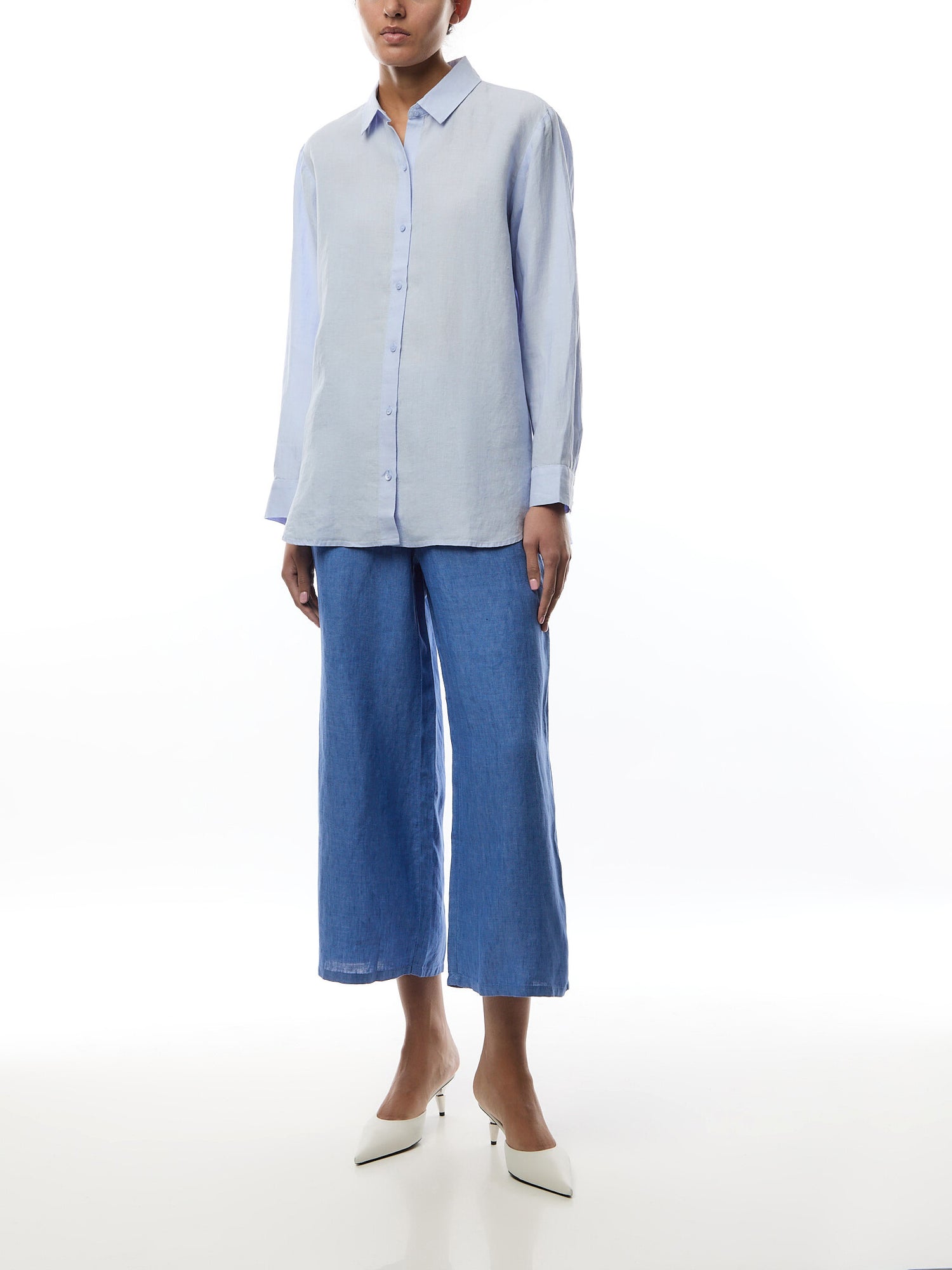 Classic Collar Long Shirt Linen