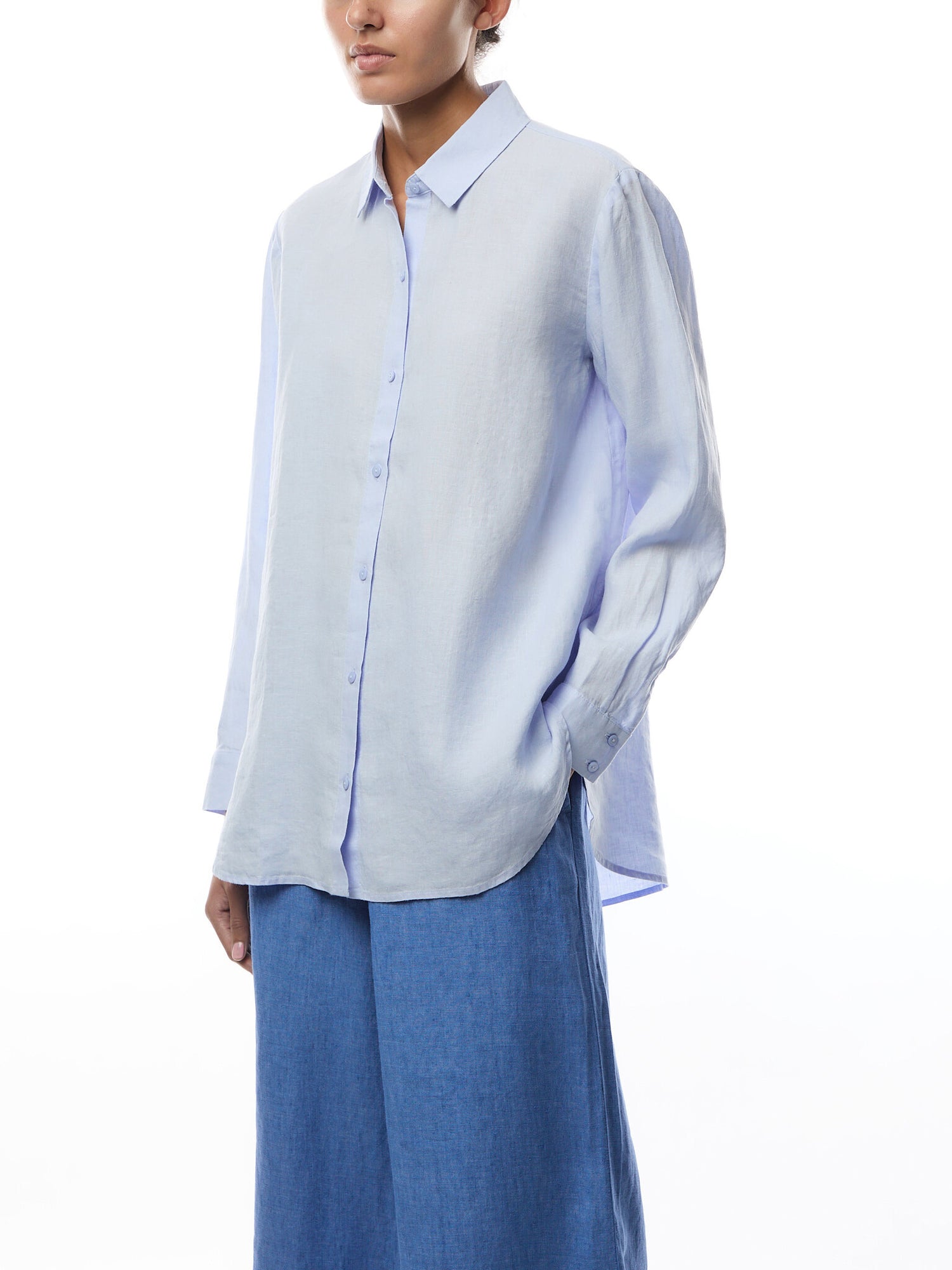 Classic Collar Long Shirt Linen