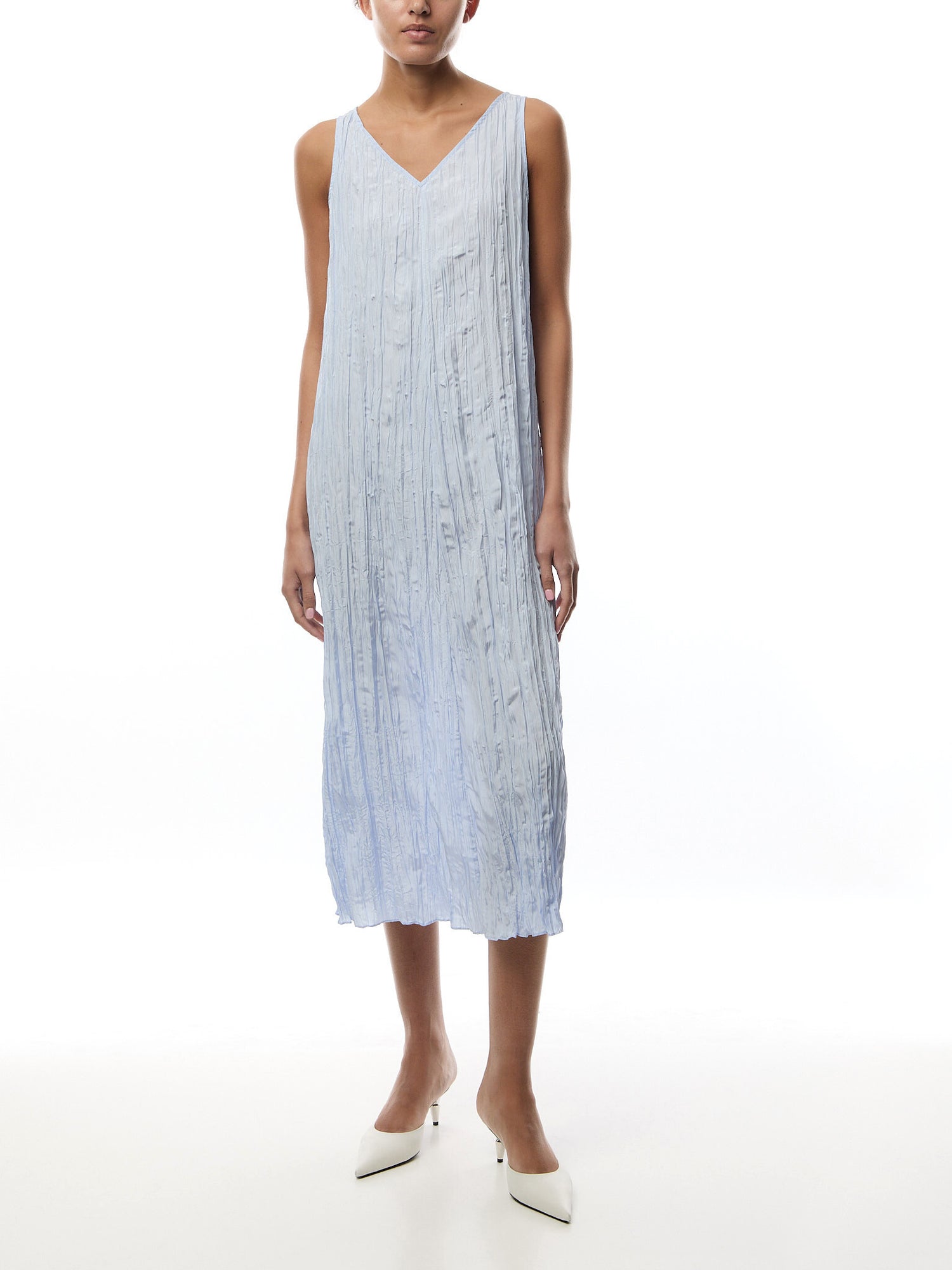 V-Neck Pleated F/L Dress