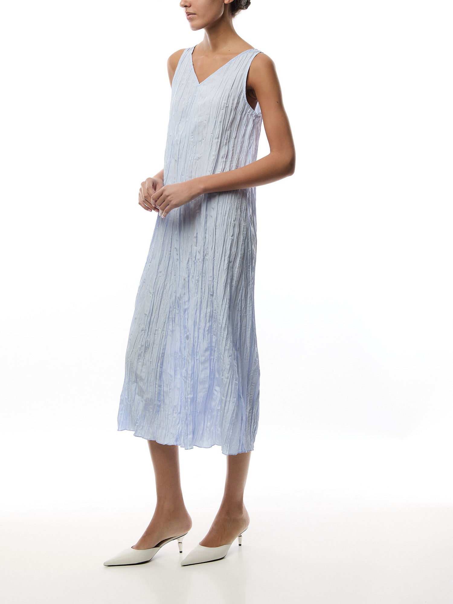 V-Neck Pleated F/L Dress