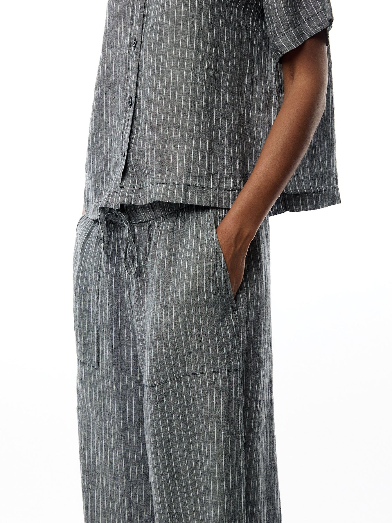 Wide Cropped Pant Puckered Linen