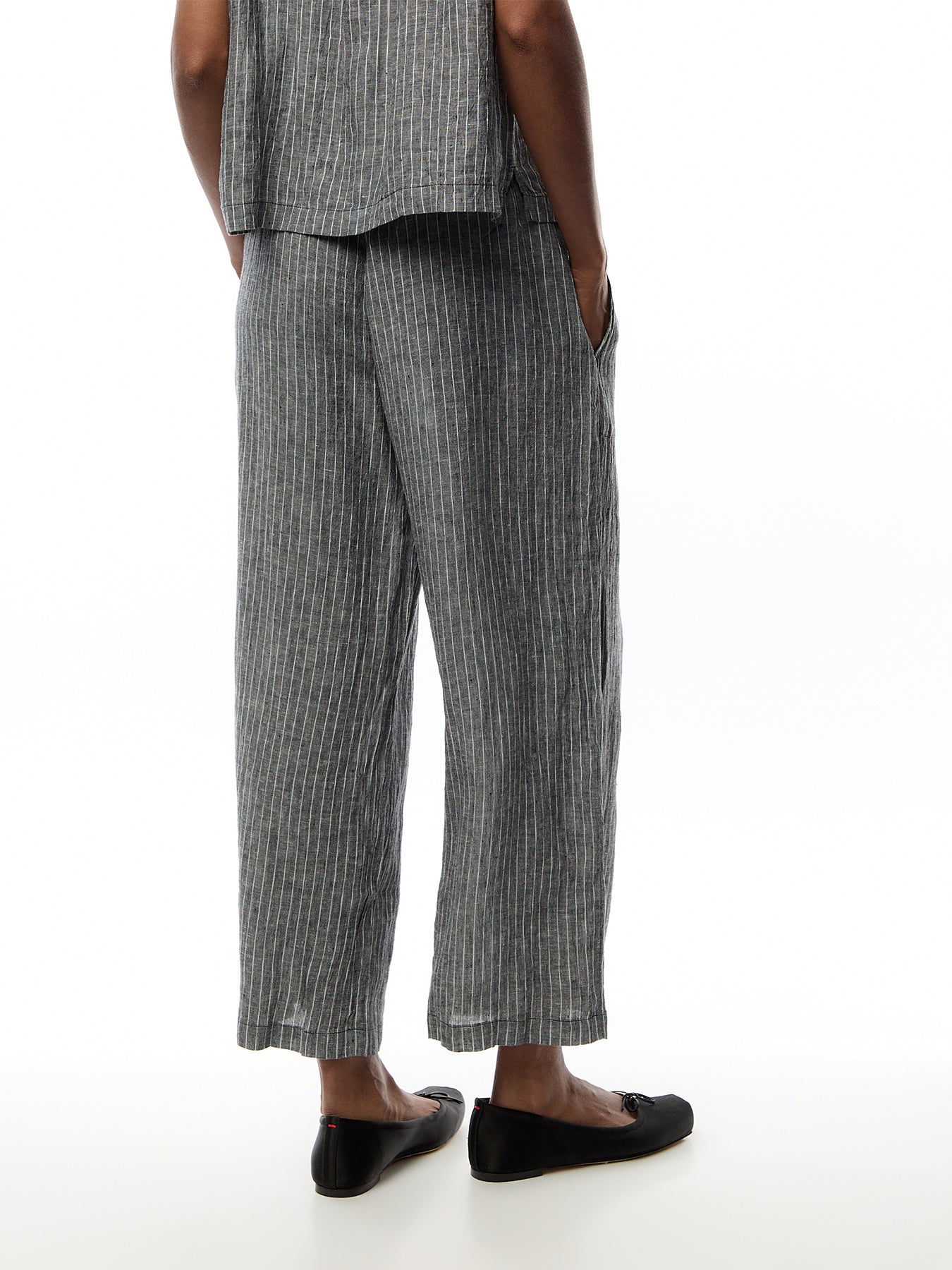 Wide Cropped Pant Puckered Linen
