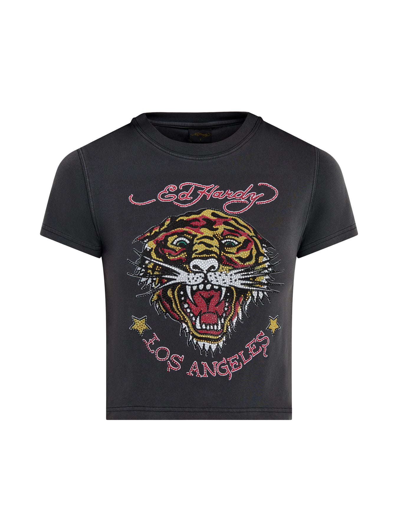 La-Roar-Tiger Diamante Cropped Baby T-Shirt