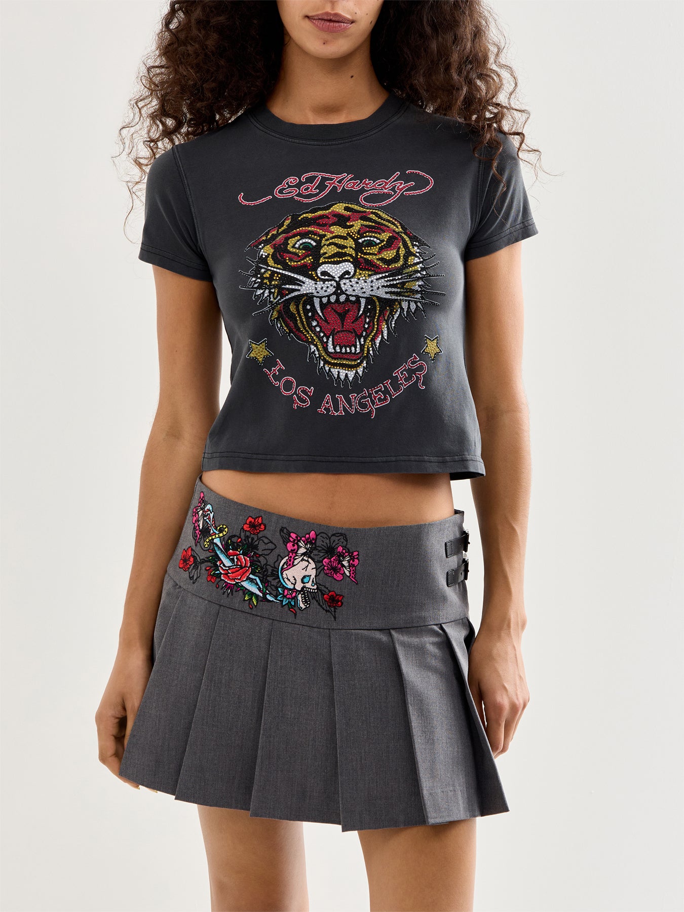 La-Roar-Tiger Diamante Cropped Baby T-Shirt