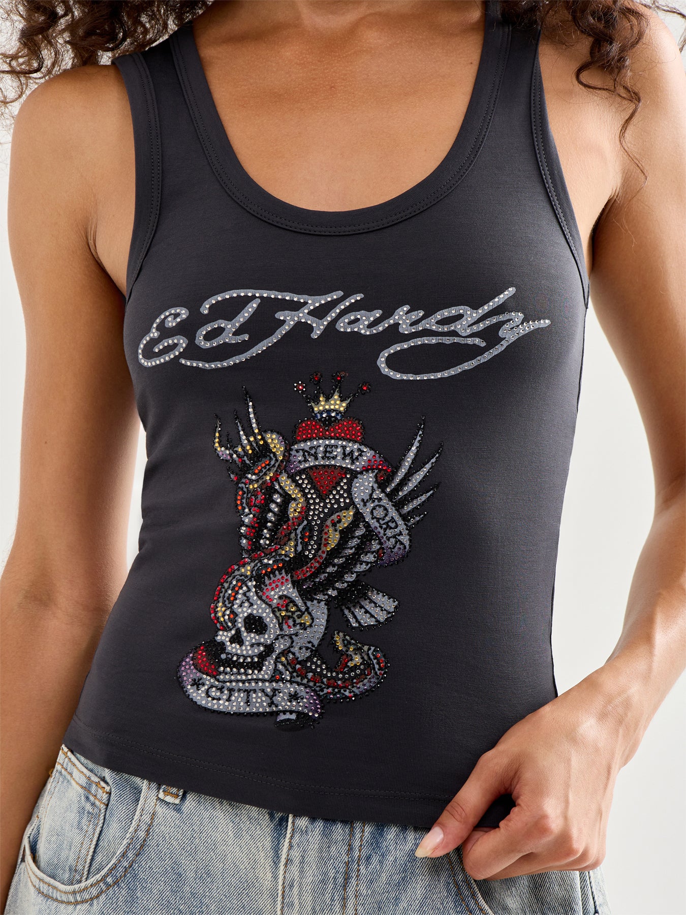 New York City Diamante Cropped Vest