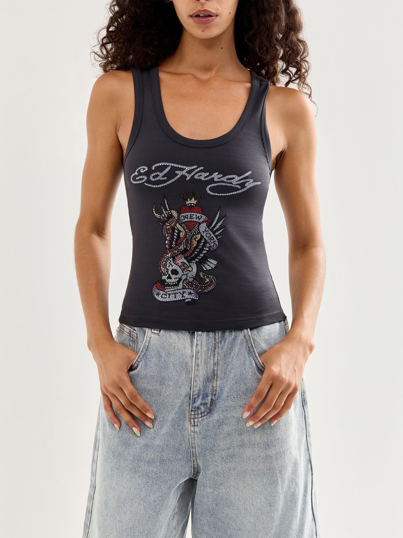 New York City Diamante Cropped Vest