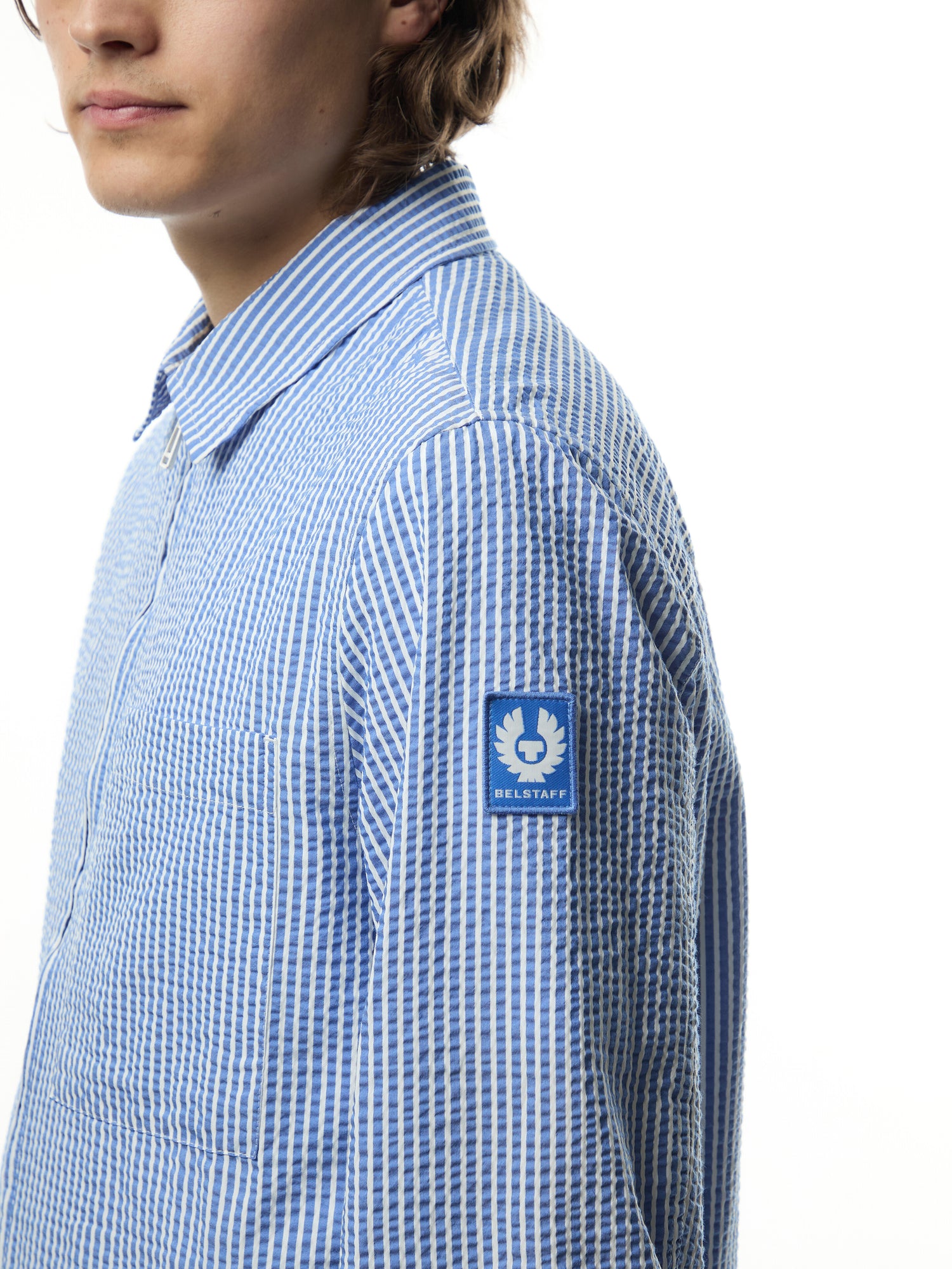 Channel Seersucker Stripe Overshirt
