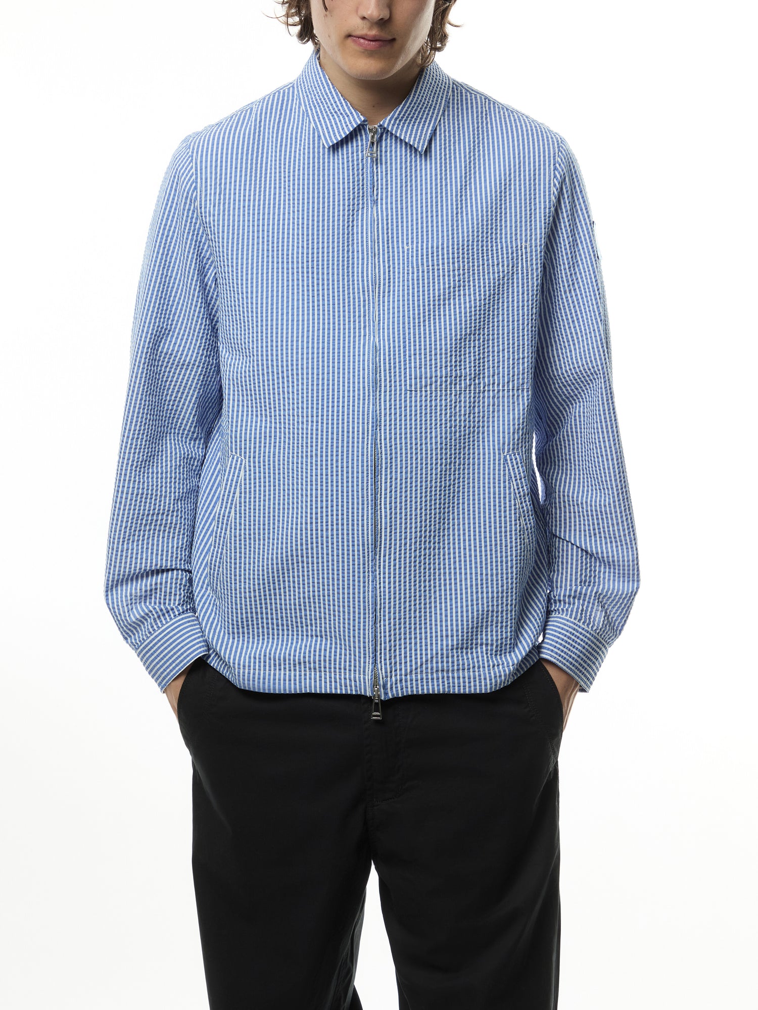 Channel Seersucker Stripe Overshirt