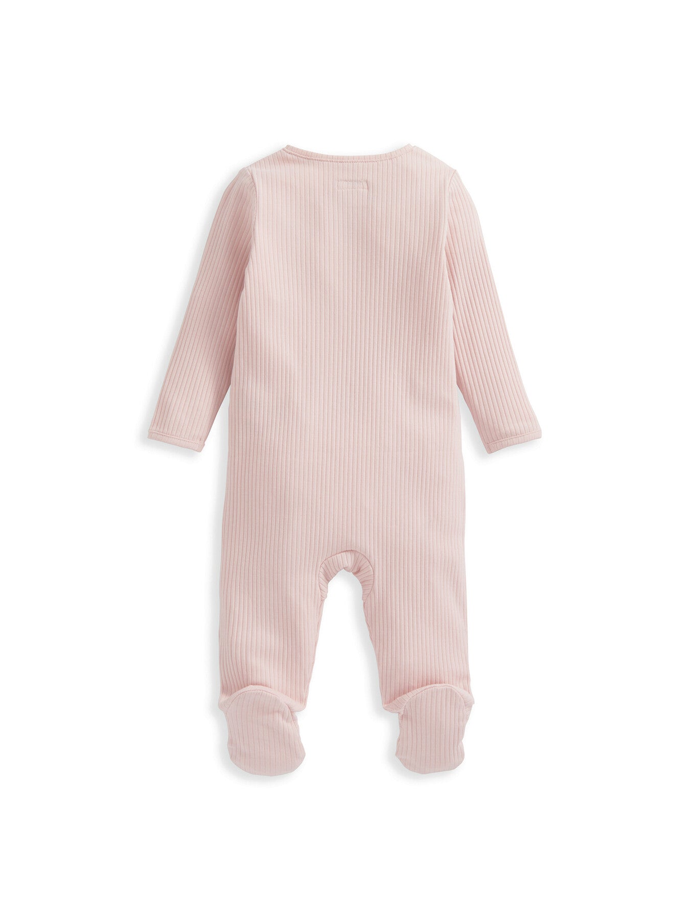 Pink Ribbed Zip Sleepsuit