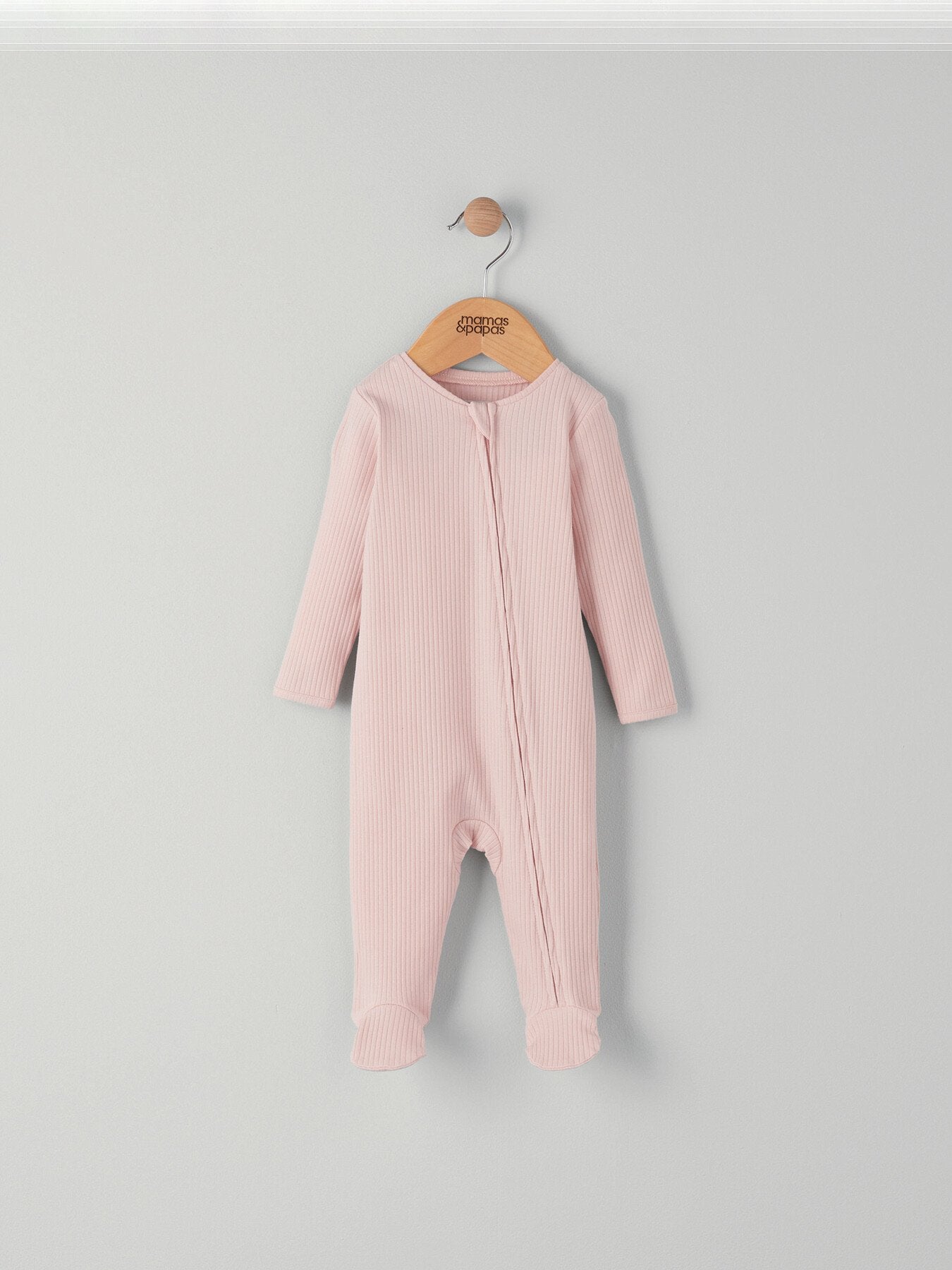 Pink Ribbed Zip Sleepsuit