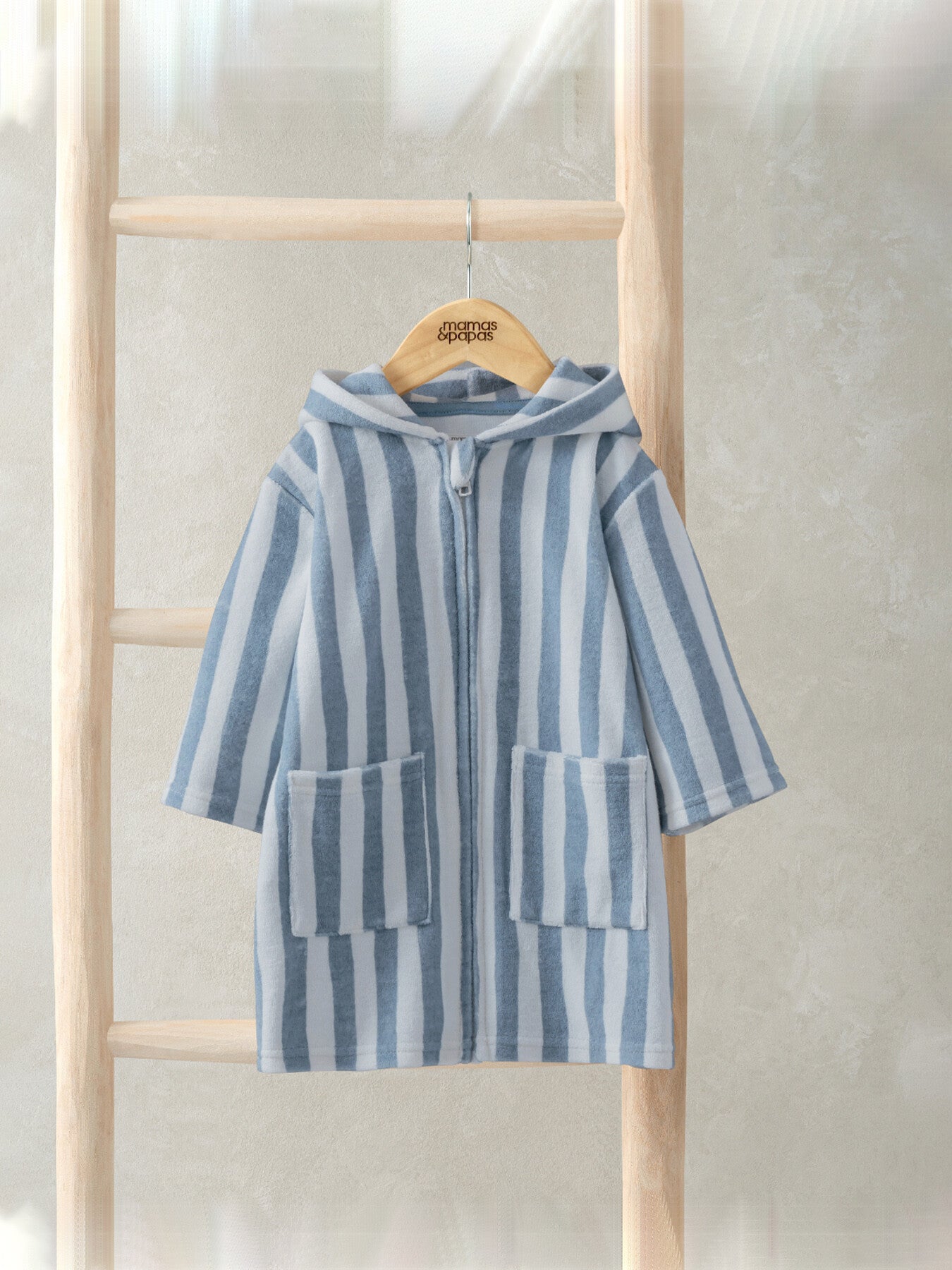 Blue Striped Hood Poncho