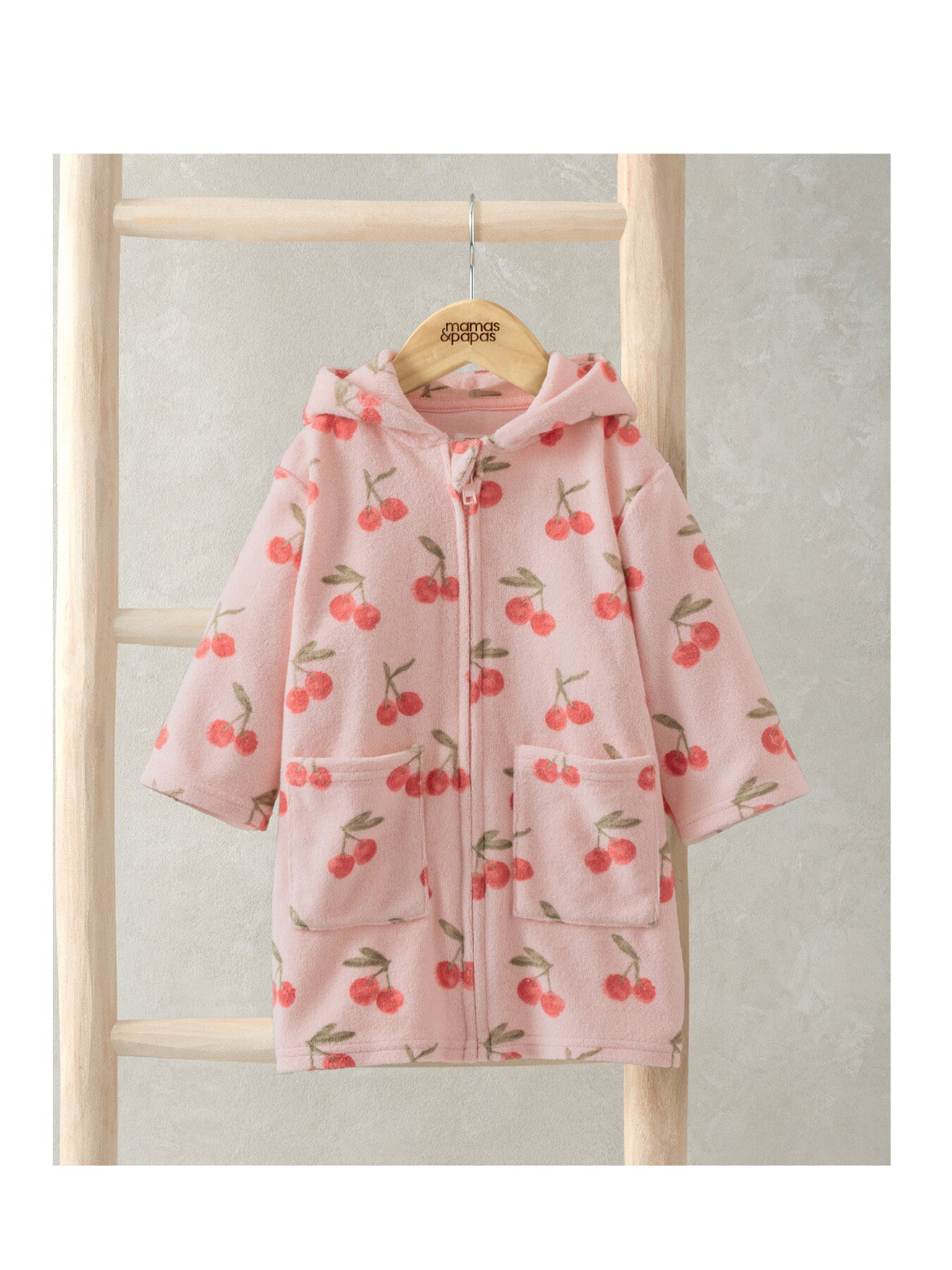 Cherry Print Hood Poncho
