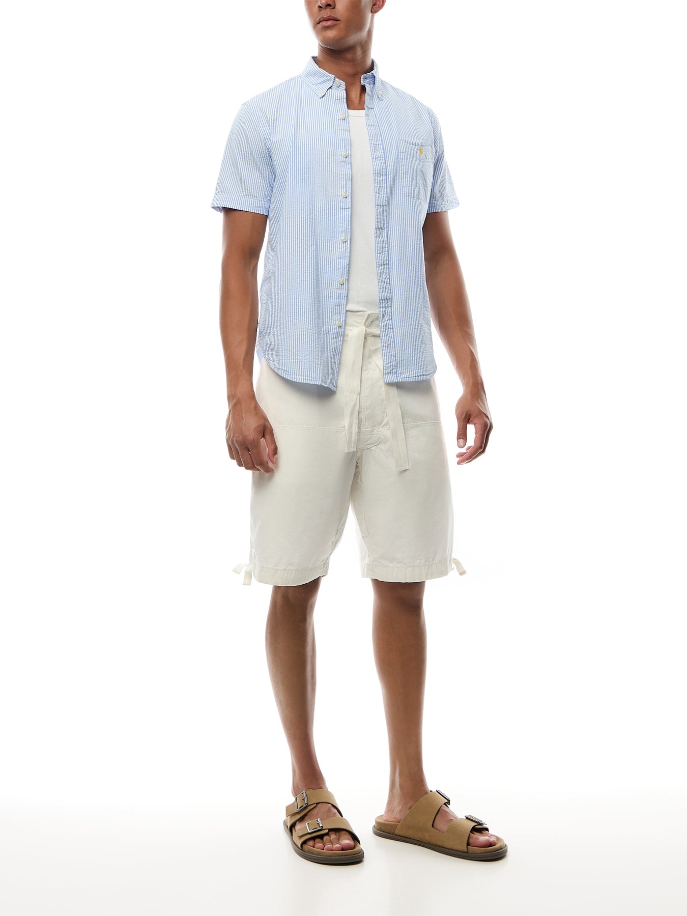 Seersucker Stripe Short Sleeves Shirt