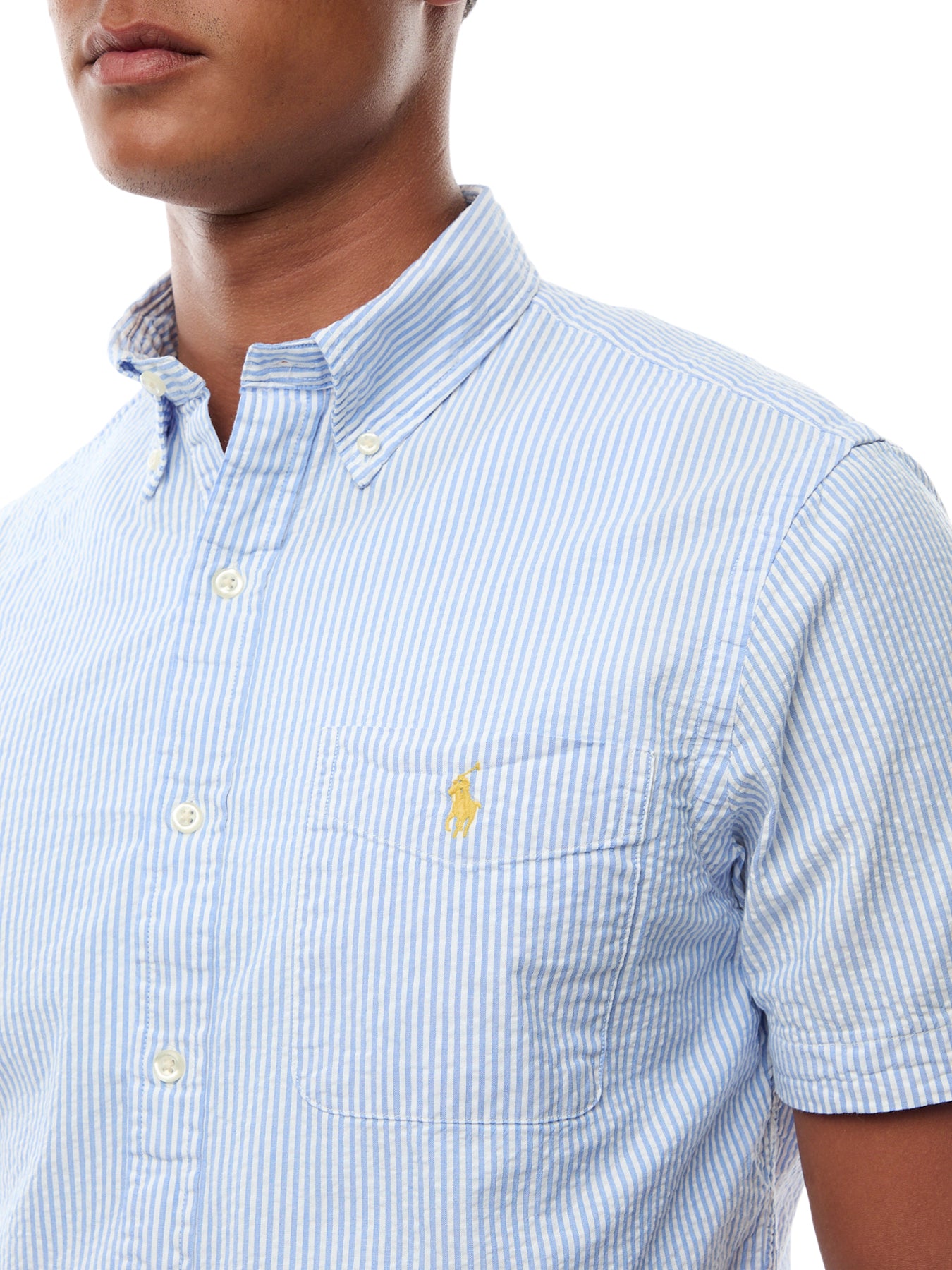 Seersucker Stripe Short Sleeves Shirt
