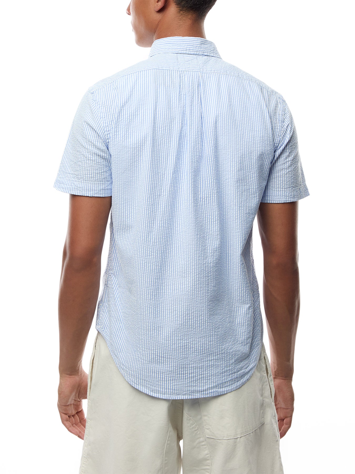 Seersucker Stripe Short Sleeves Shirt