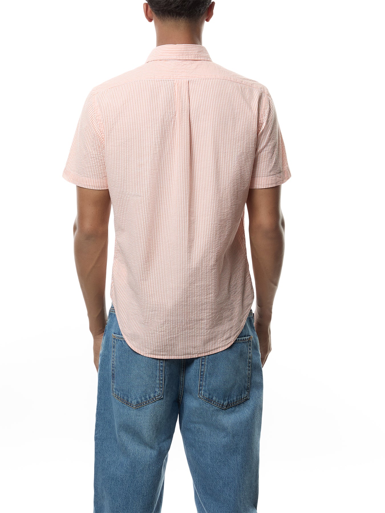 Seersucker Stripe Short Sleeves Shirt