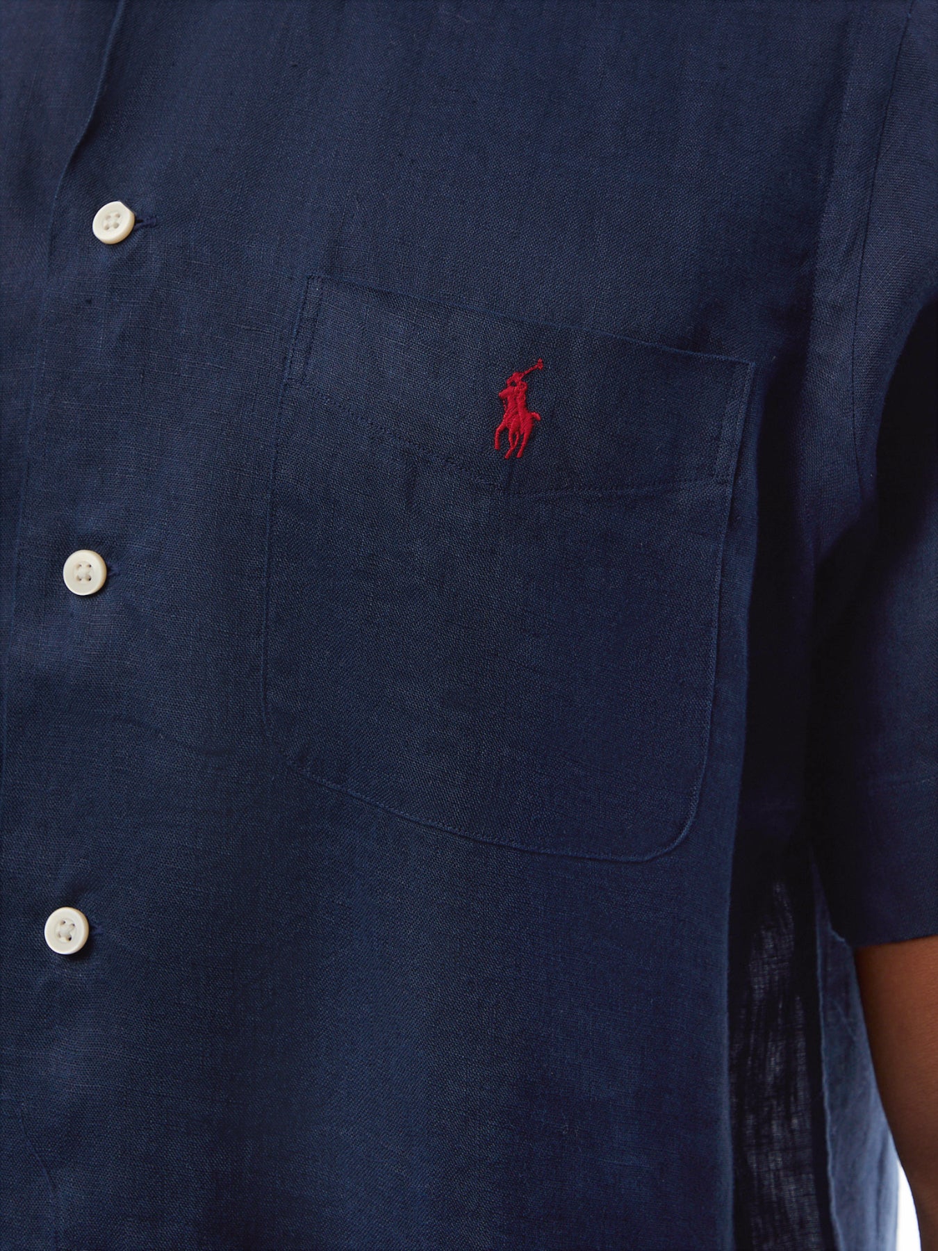 Linen Open Collar Short Sleeve Shirt