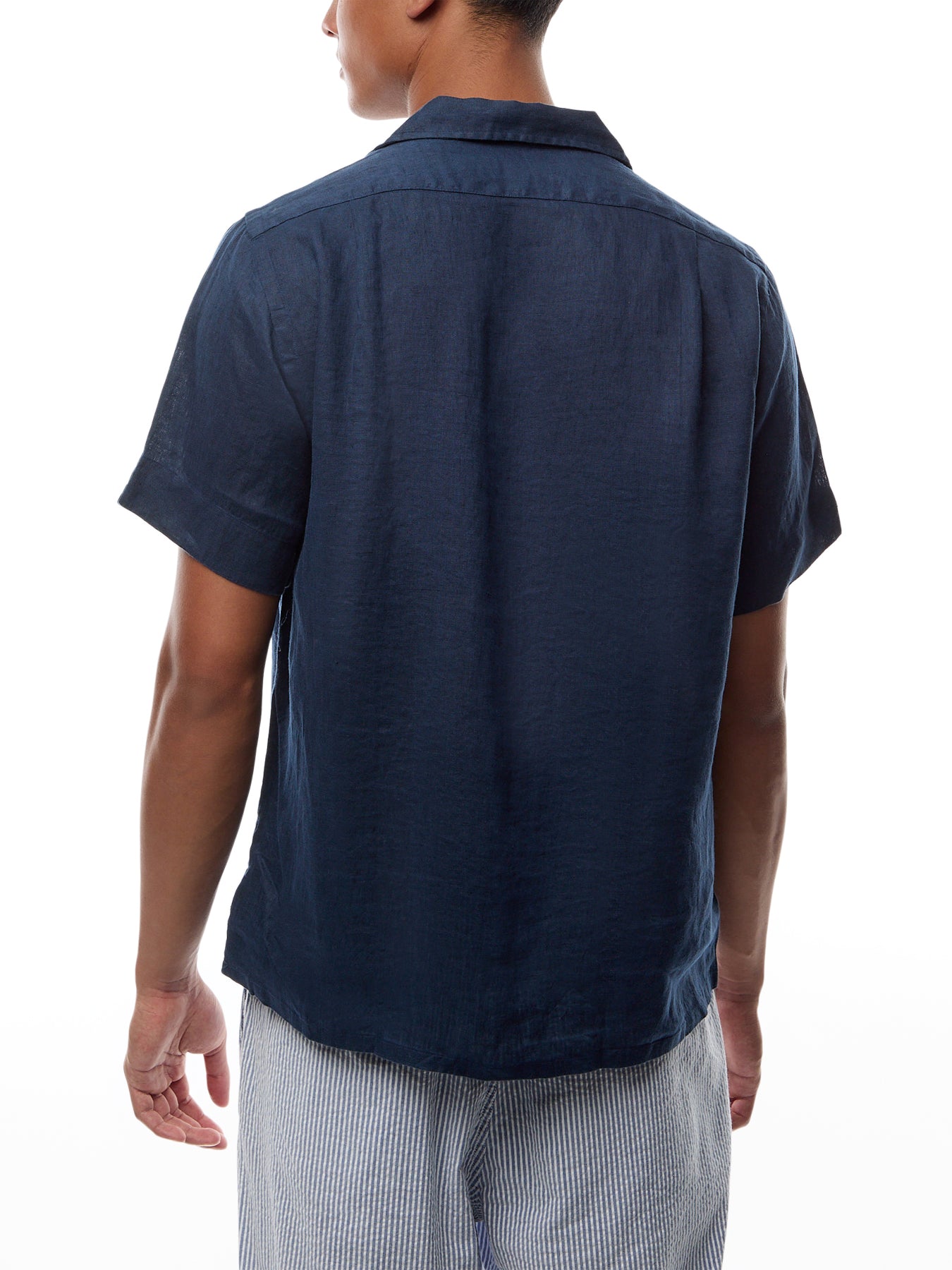 Linen Open Collar Short Sleeve Shirt