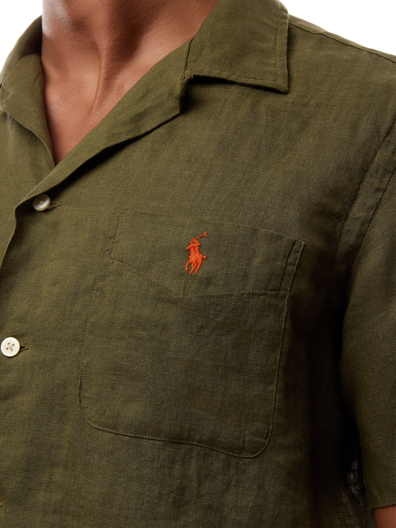 Linen Open Collar Short Sleeve Shirt