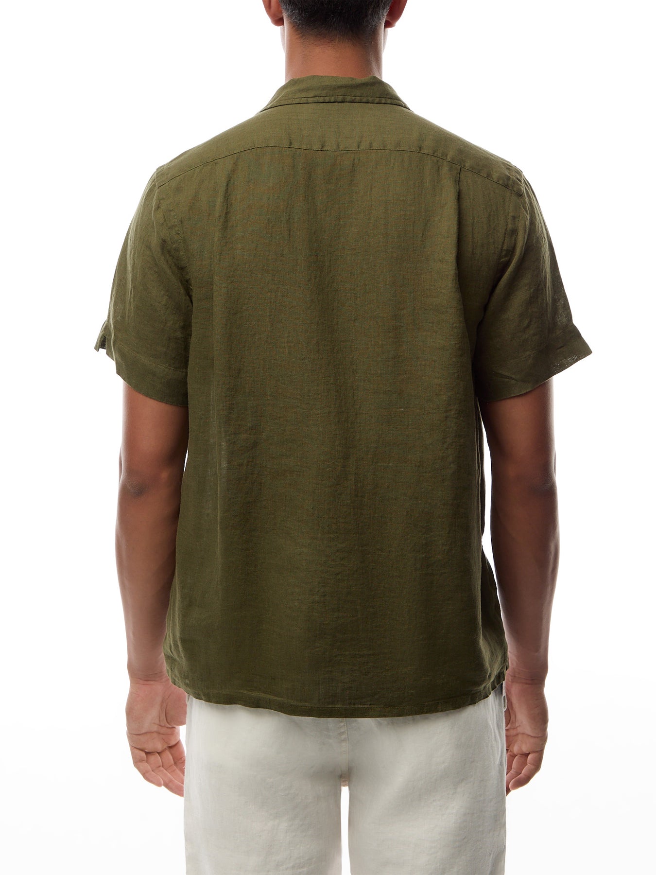 Linen Open Collar Short Sleeve Shirt