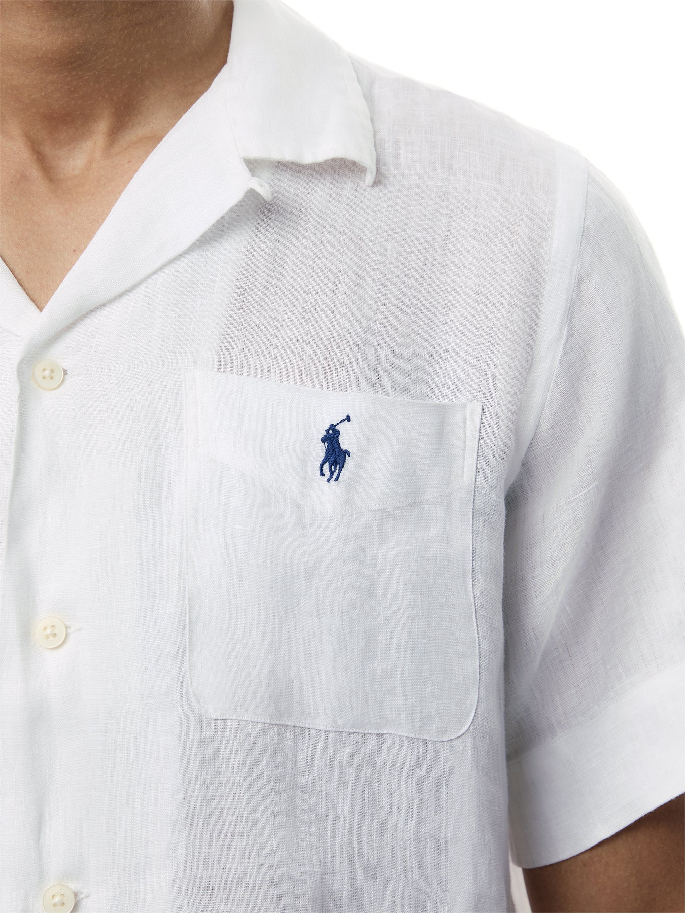 Linen Open Collar Short Sleeve Shirt