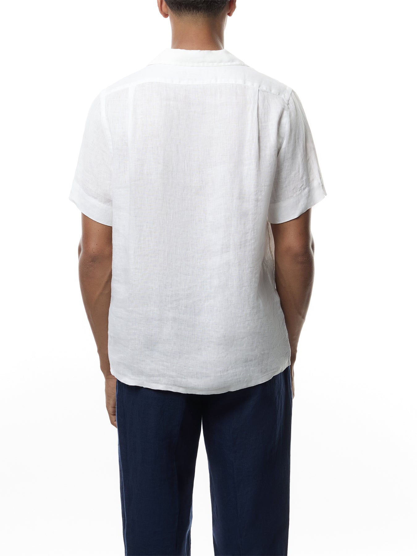 Linen Open Collar Short Sleeve Shirt
