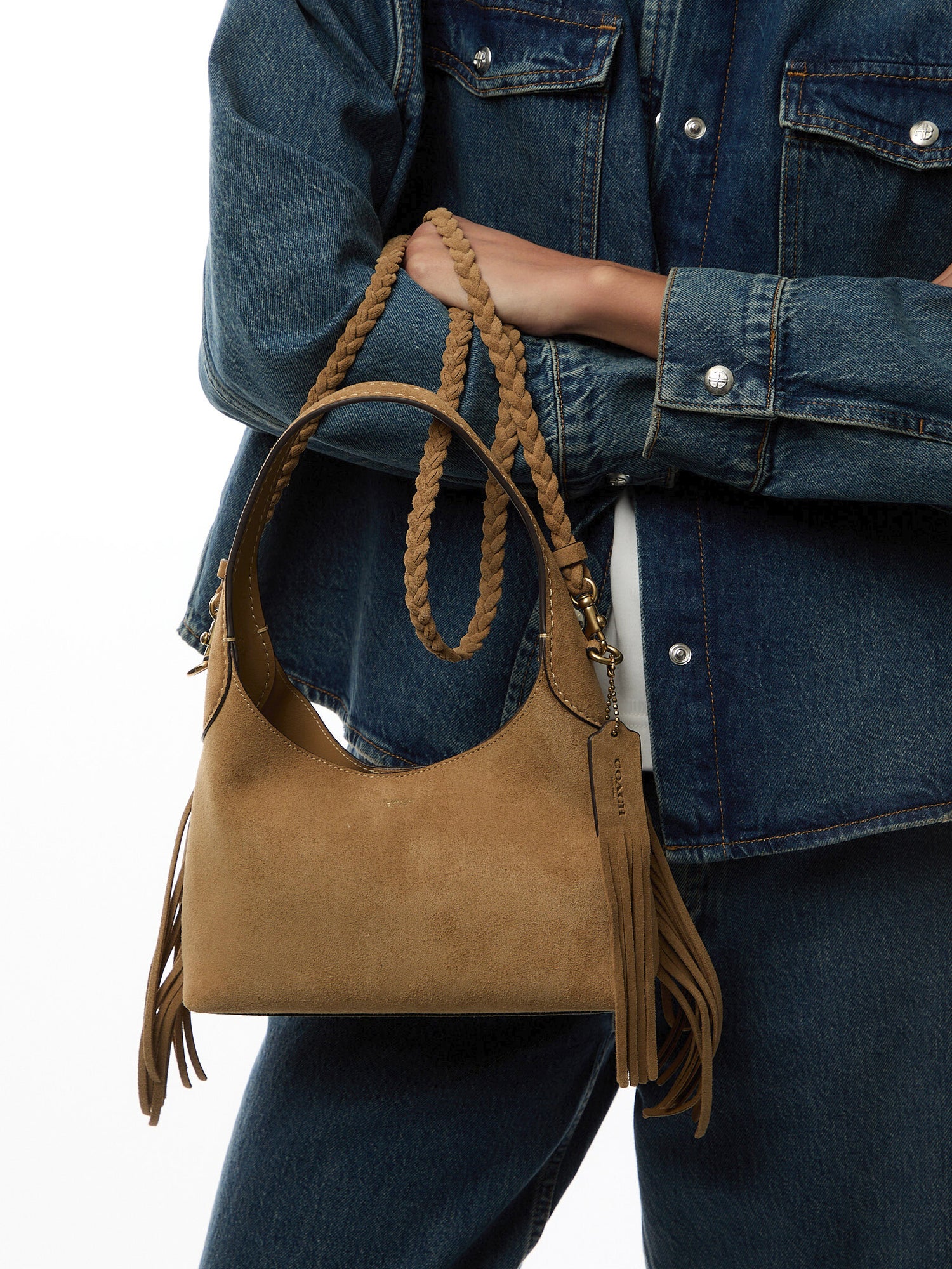 Brooklyn Suede  Shoulder Bag 23 with Fringe Detailing