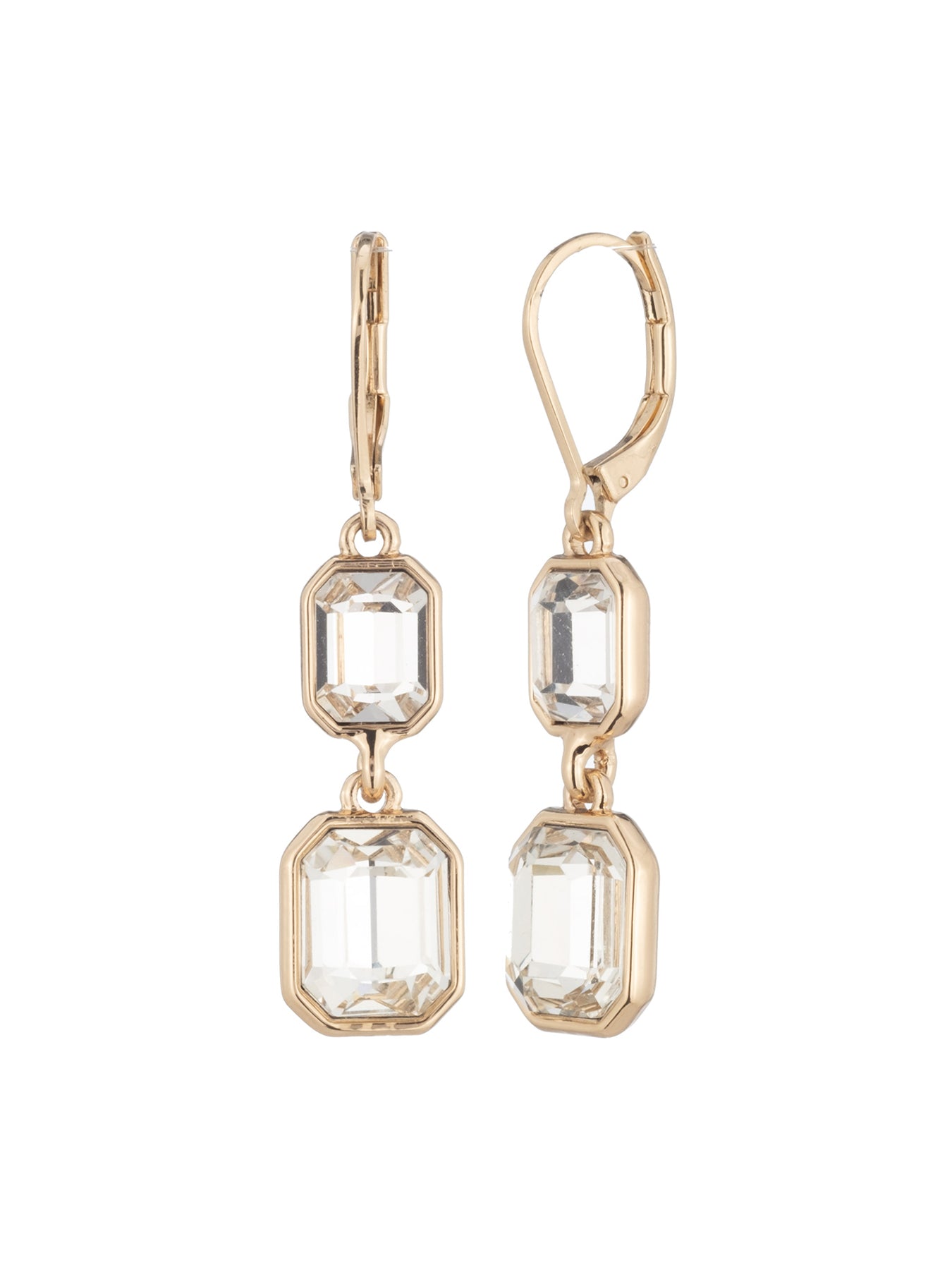 Pe Stone Dbl Drop-Gldcry Earrings