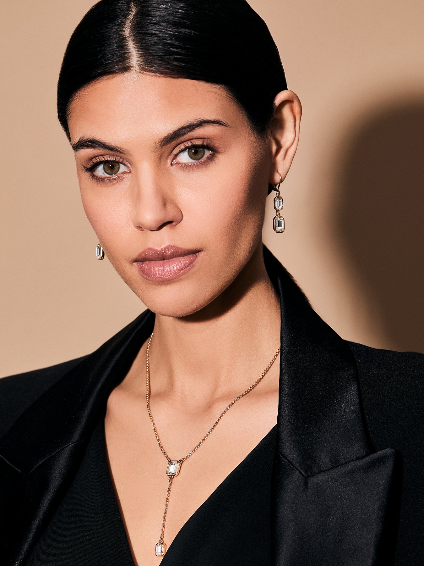 Pe Stone Dbl Drop-Gldcry Earrings