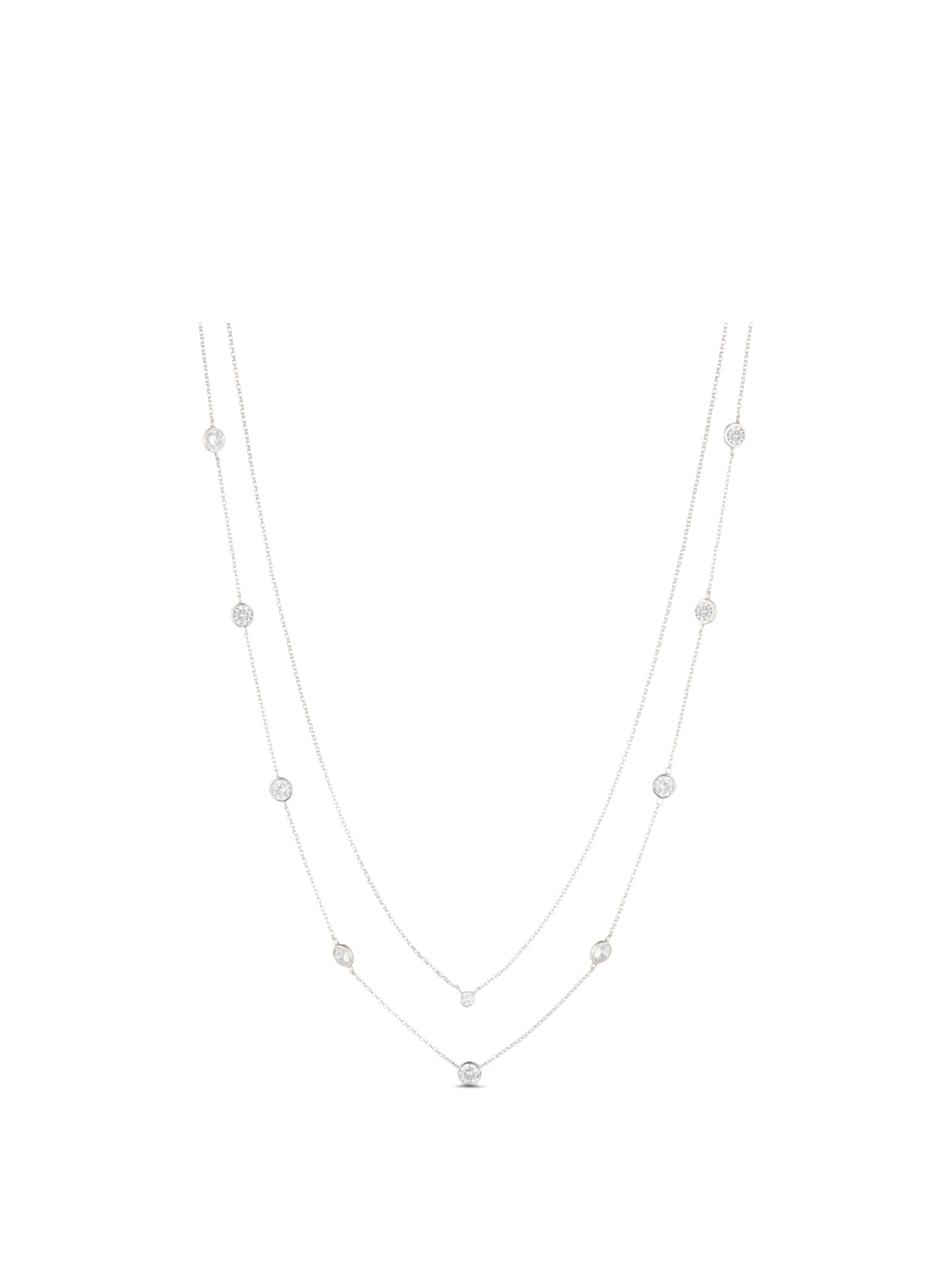 Nk 1618in Cz 2 Row Station-slvcry Necklace