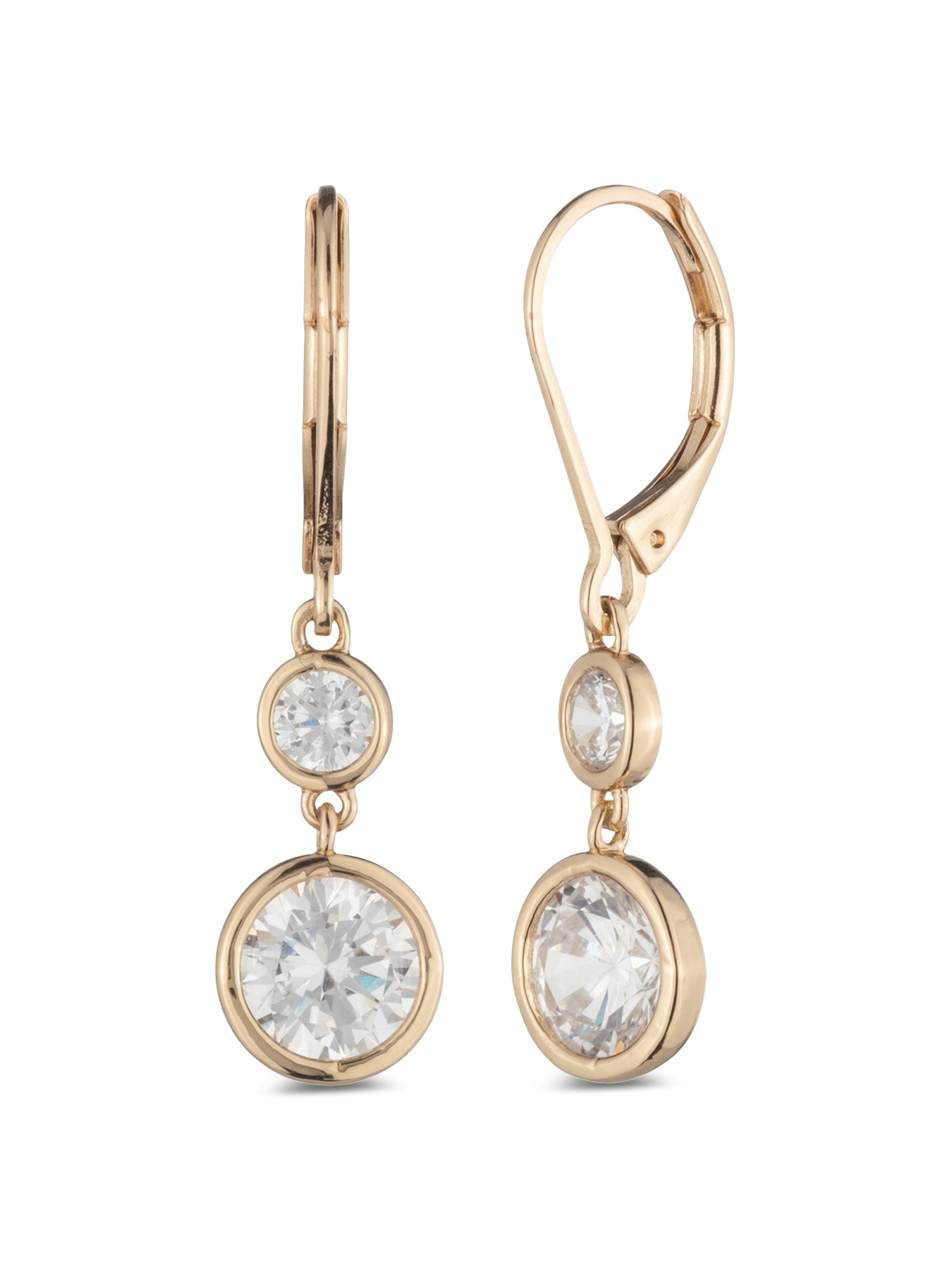 Pe Cz Dbl Drop-gldcry Earring