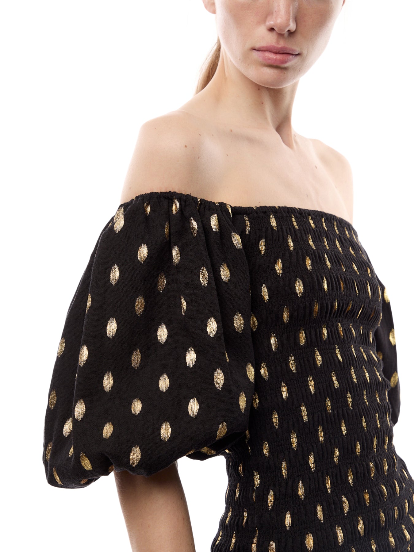 Black Jojo Dress with Gold Fleck
