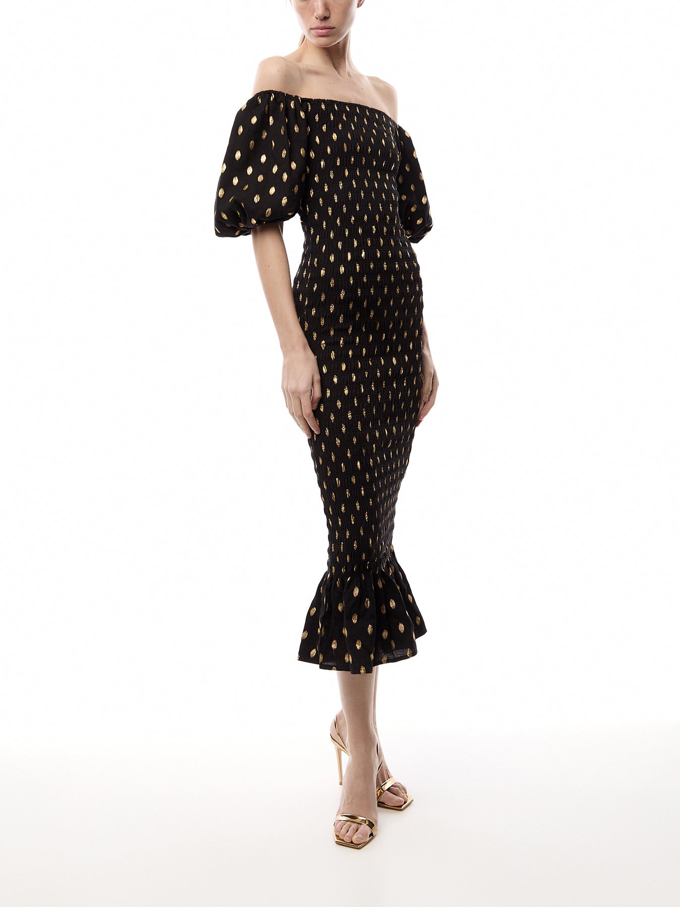 Black Jojo Dress with Gold Fleck