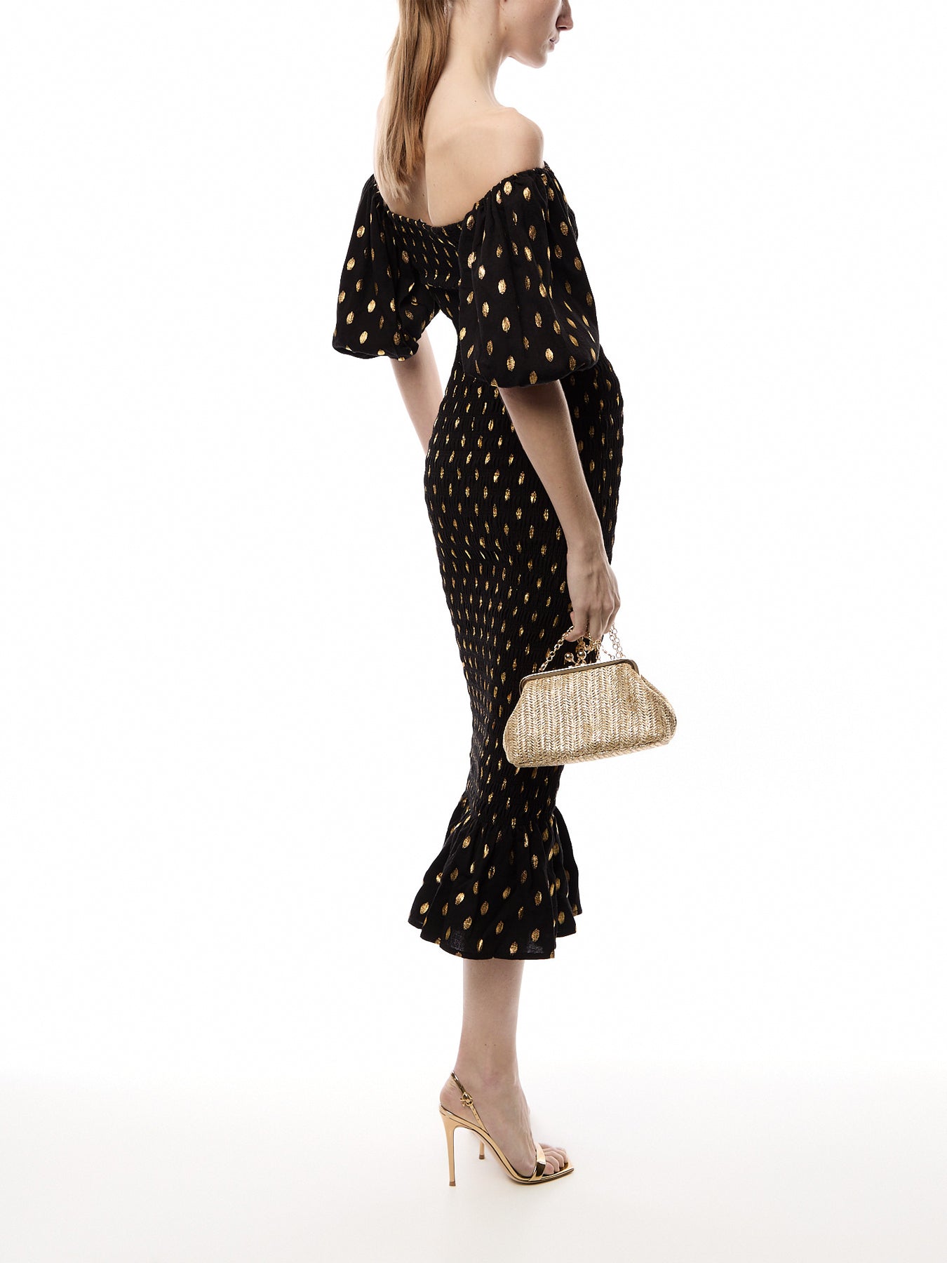 Black Jojo Dress with Gold Fleck