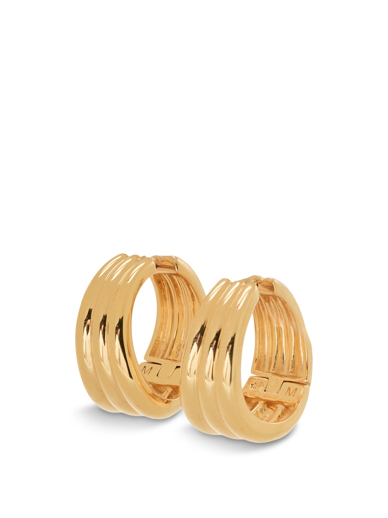SAVI TRIPLE RIDGE LARGE HOOP EARRINGS