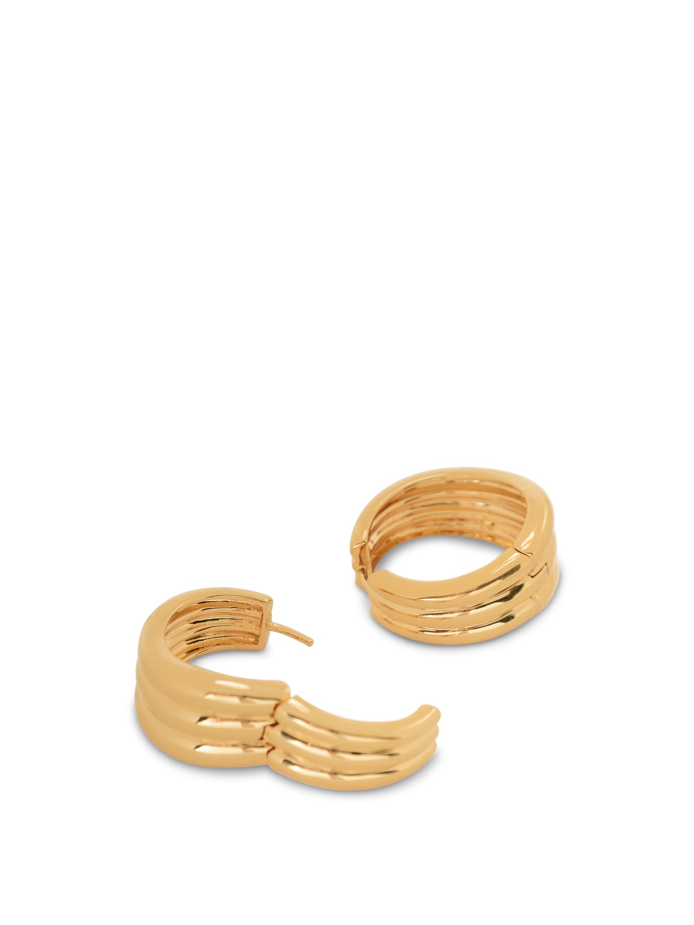 SAVI TRIPLE RIDGE LARGE HOOP EARRINGS