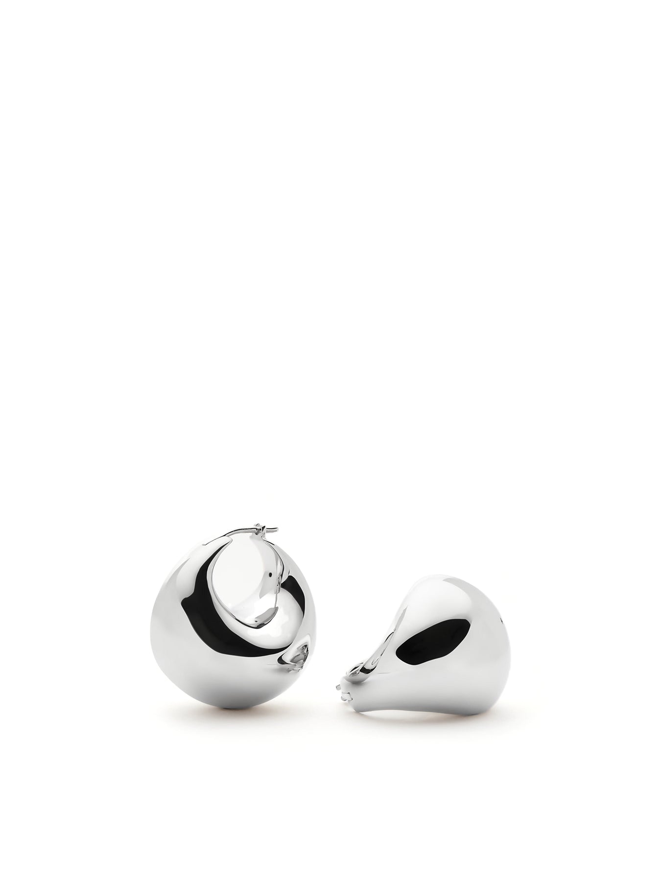 Sculptural Large Silver Volume Hoop Earrings