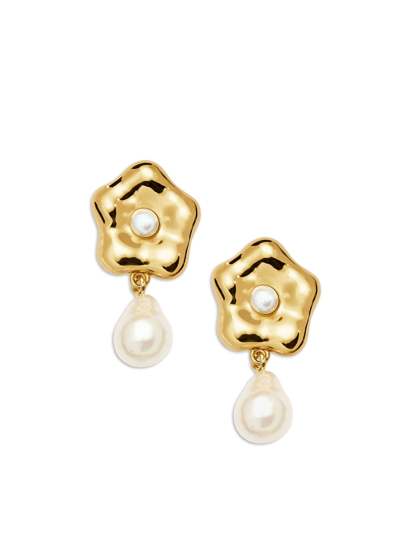 Eny Lee Parker Flower Drop Studs Gold