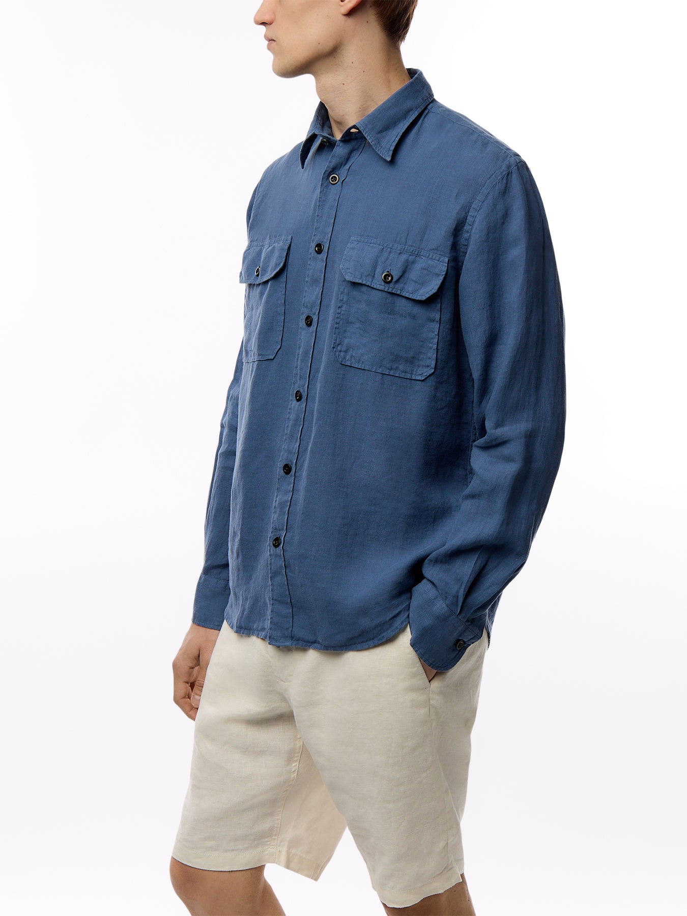 Two Pocket  Linen Play Pat Woven Shirt