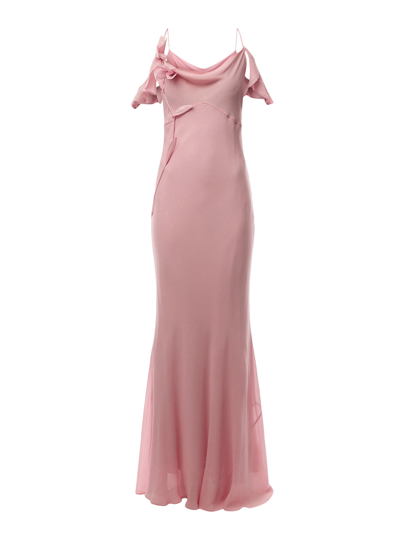 Pink Georgette Flower Maxi Dress
