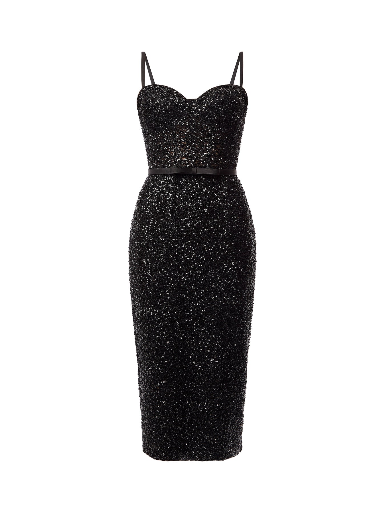 Black Sequin Midi Dress