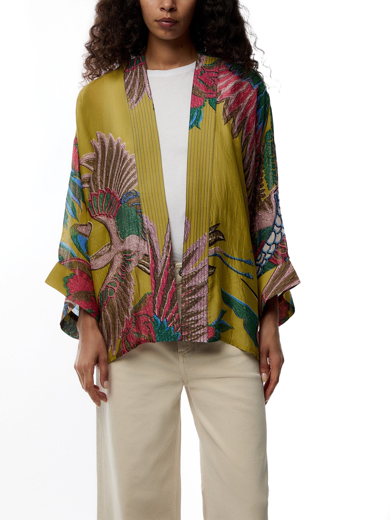 Crane Olive Kimono