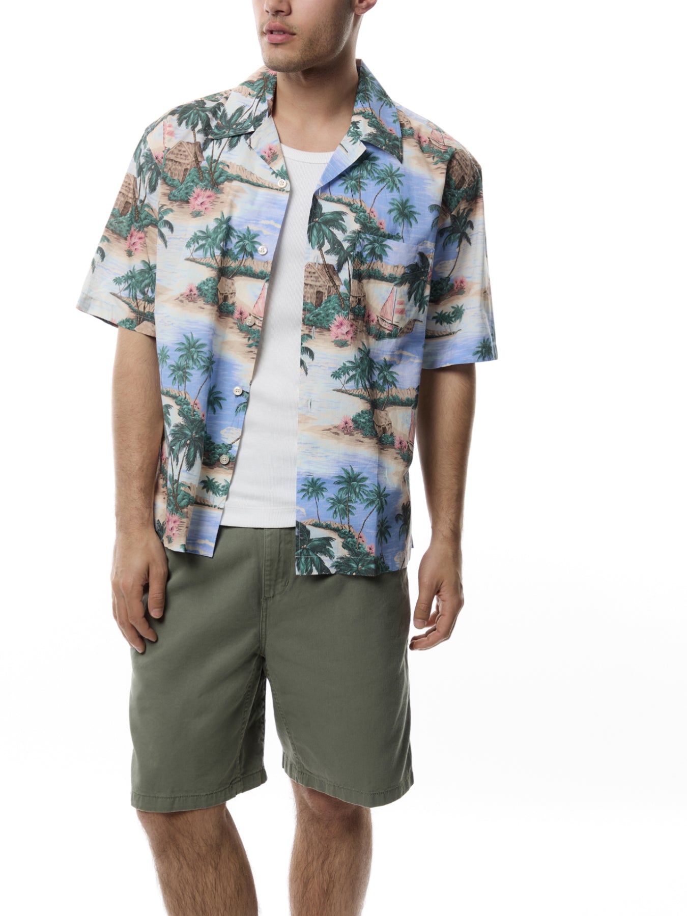 Resort Island Print Short Sleeve Shirt