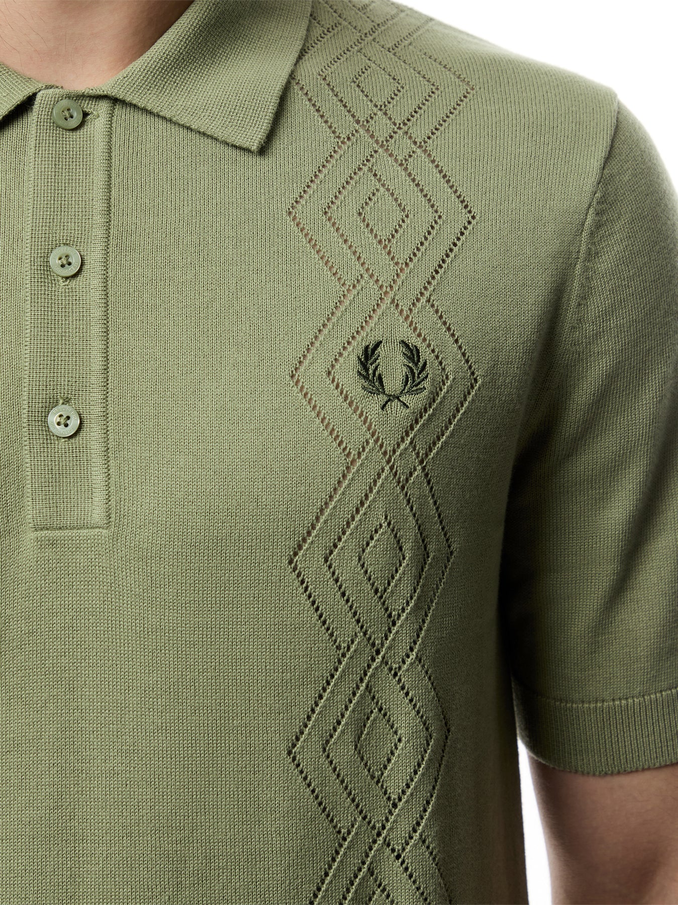 Pointelle Knitted Polo Shirt