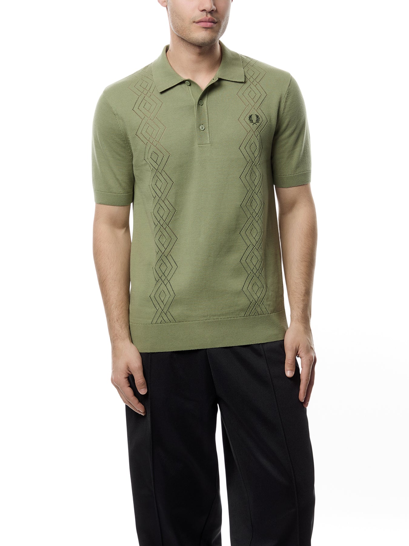 Pointelle Knitted Polo Shirt