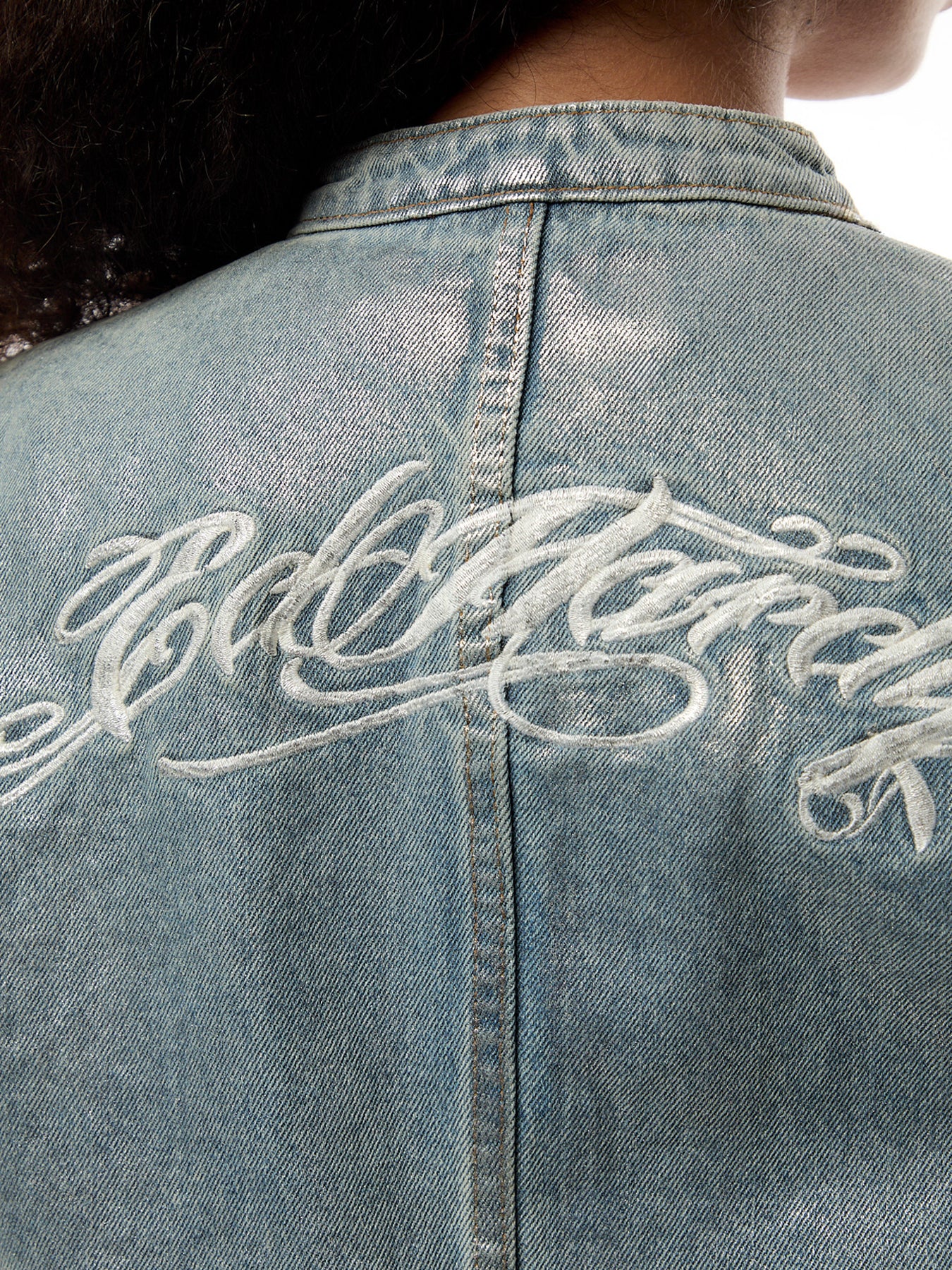 Womens Rose Skull Butterfly Denim Motocross Jacket