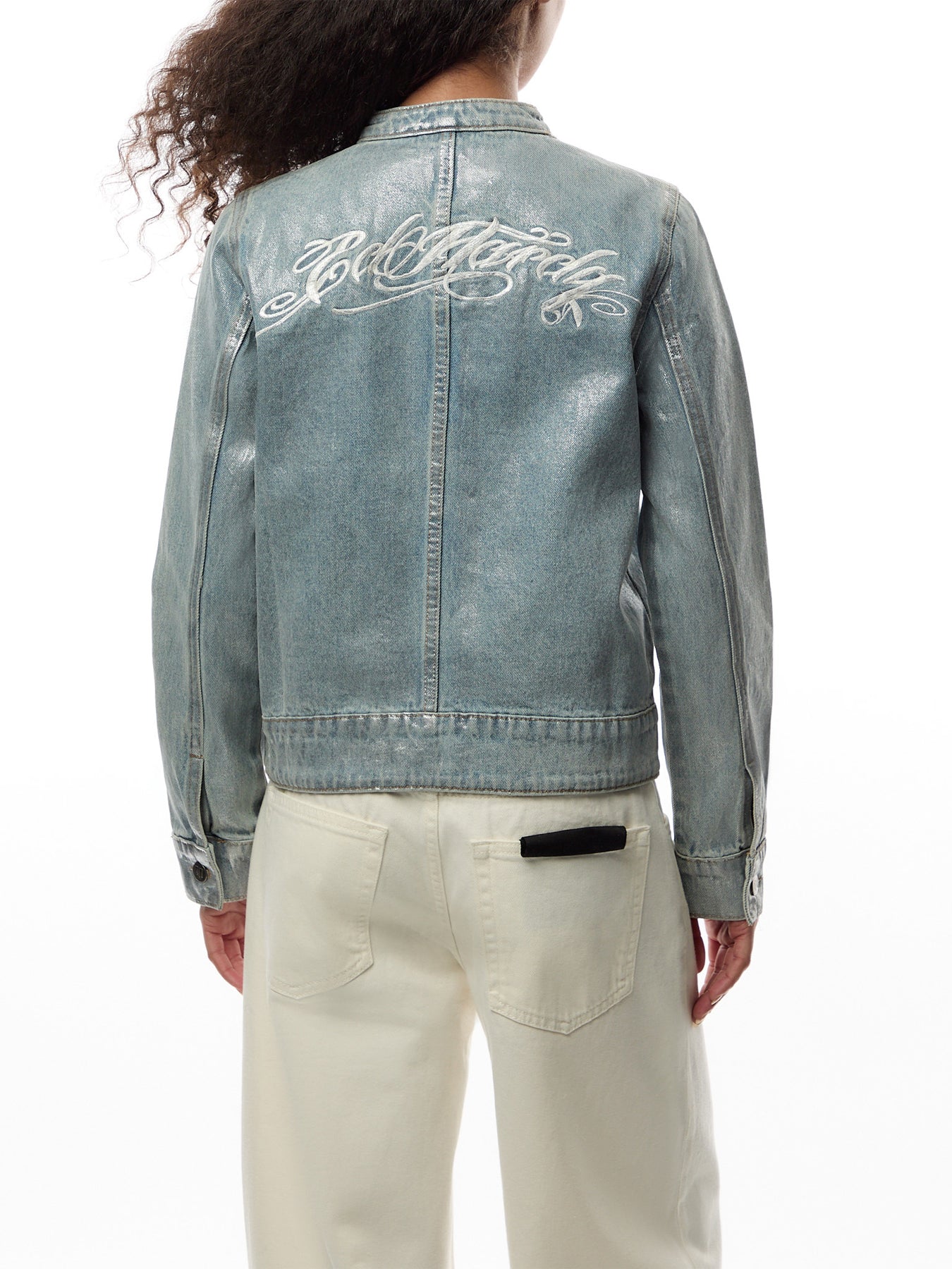 Womens Rose Skull Butterfly Denim Motocross Jacket